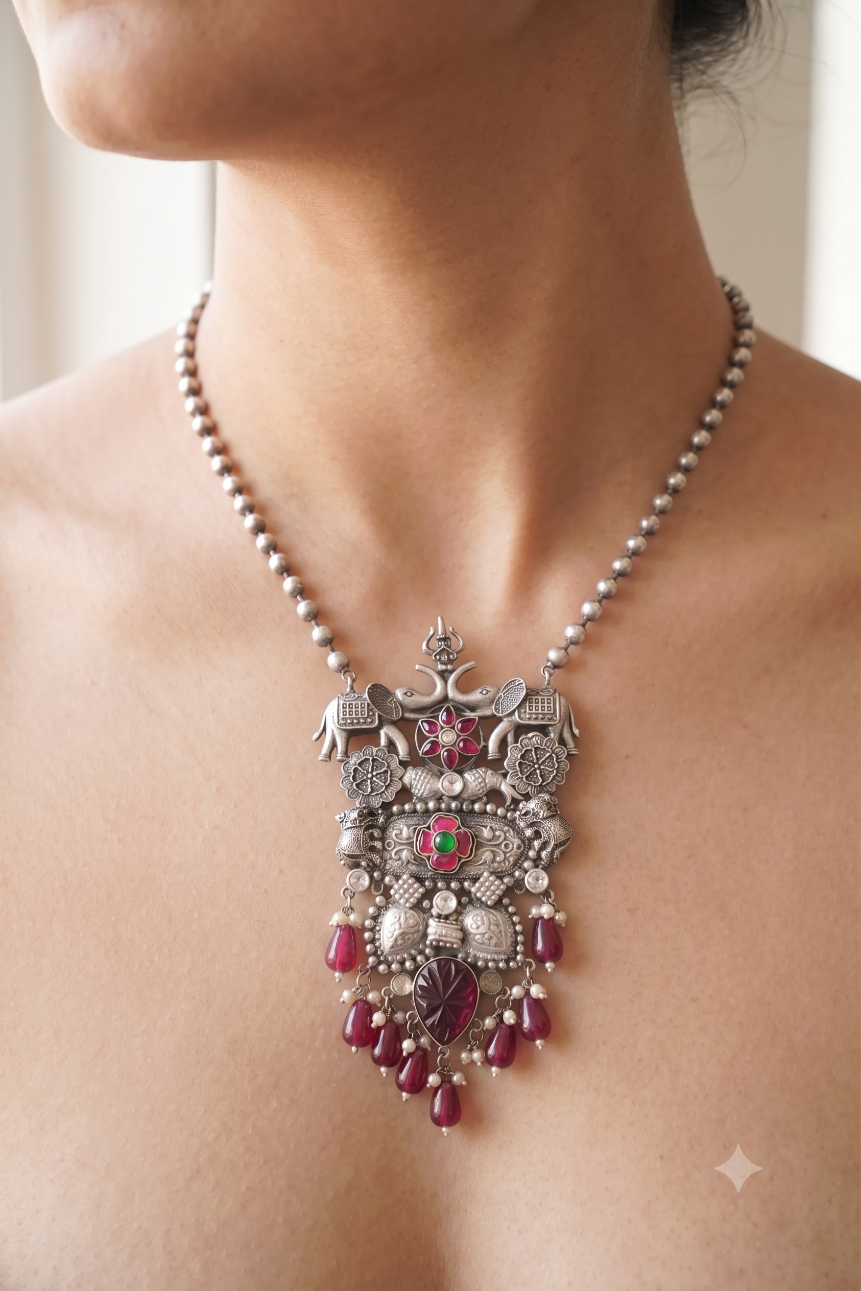 Oxidised Beaded Necklace