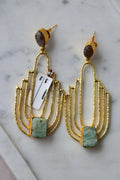 Amazonite  Smoky Quartz Geometric Earrings