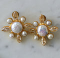 Amber Bloom Pearl Earrings