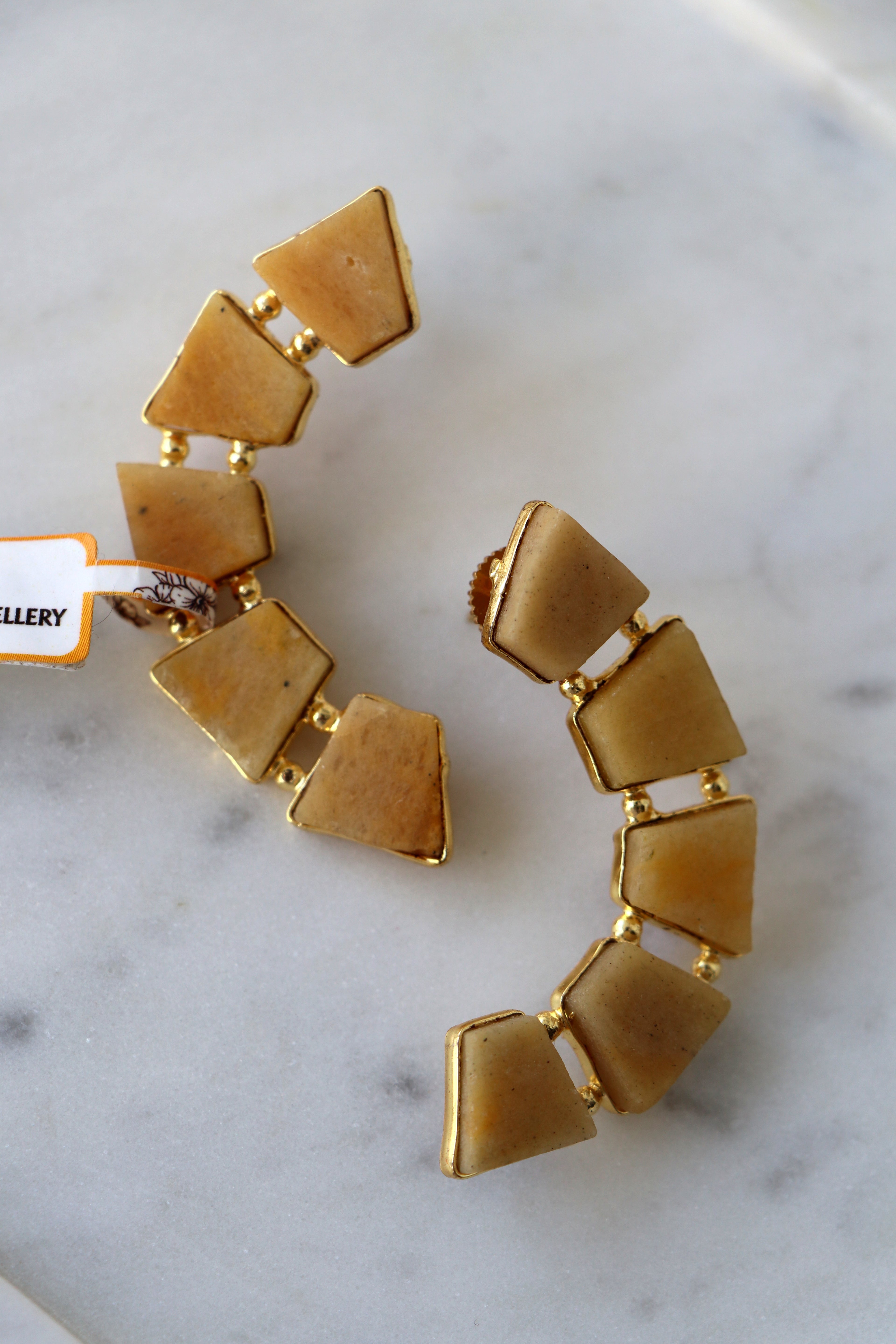 Amber Cascade Geometric Earrings