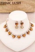 Amber Pearl Jhumka Necklace Set