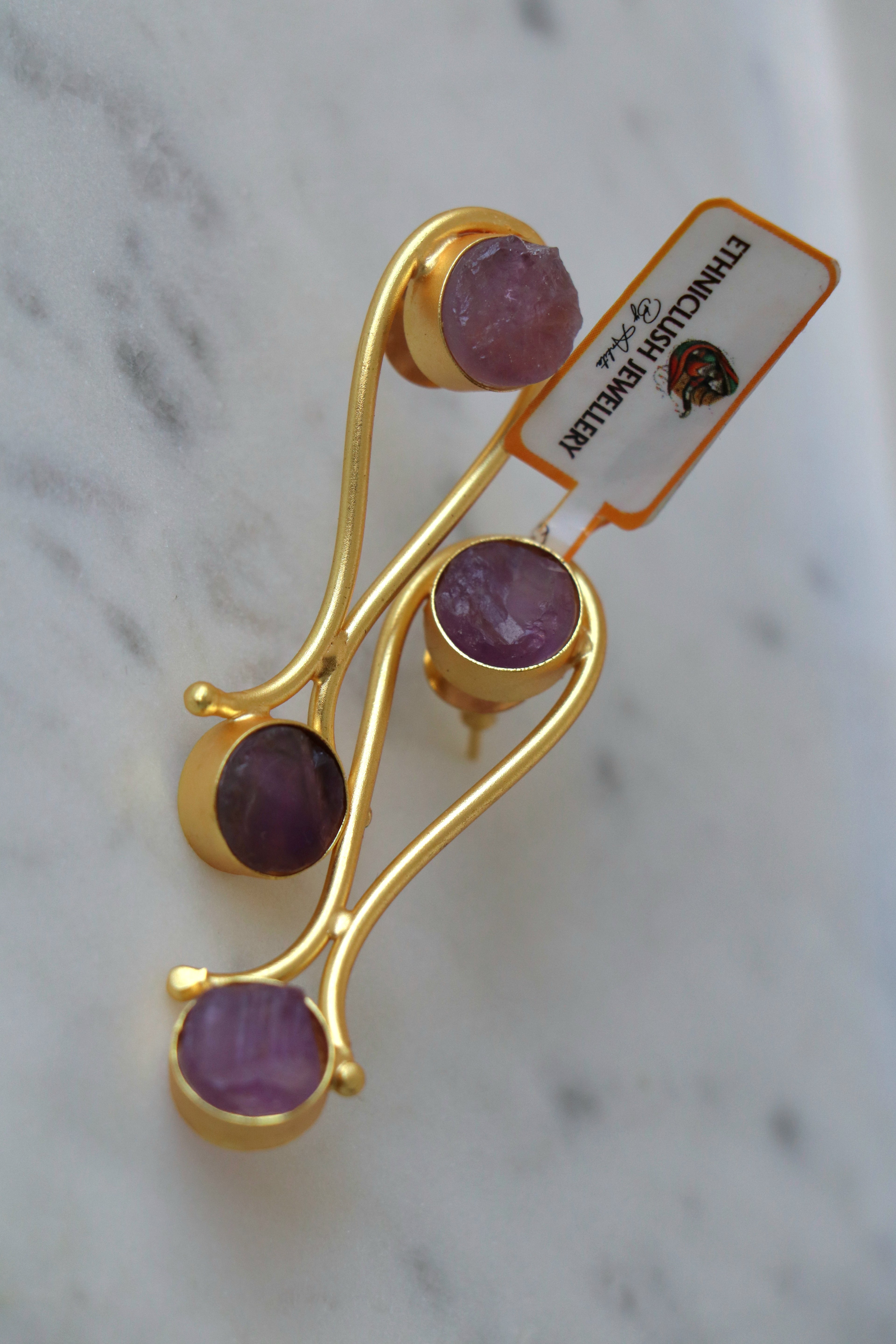 Amethyst Berry Branch Earrings