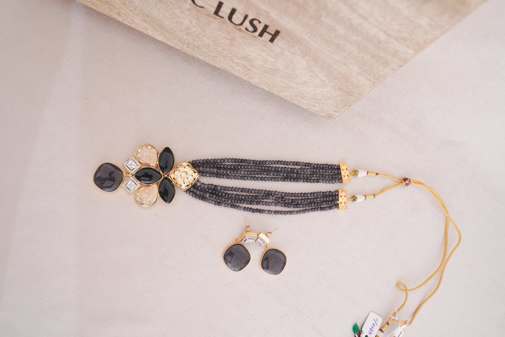 Beaded Multistrand Kundan Meenakari Statement Necklace Set