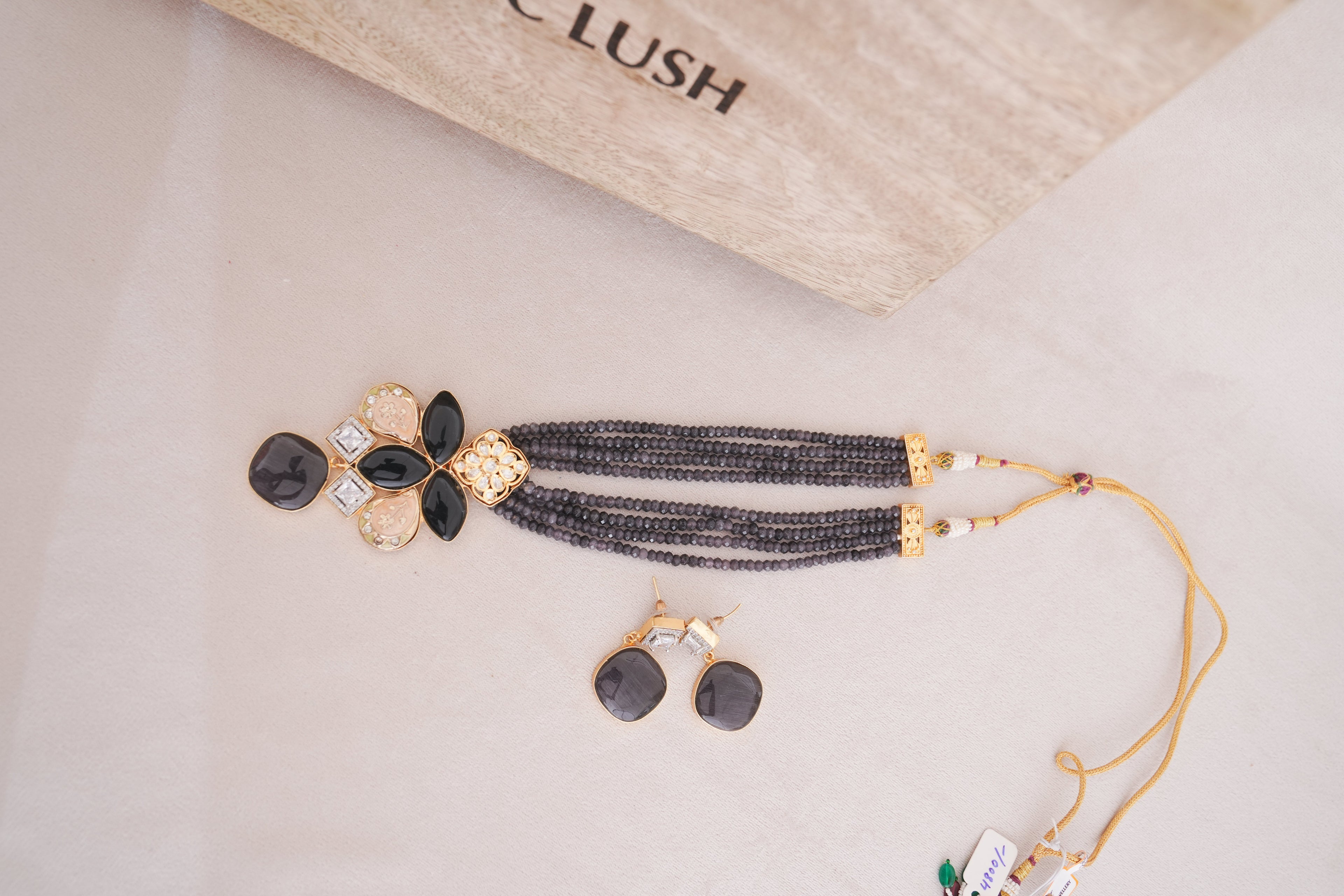 Beaded Multistrand Kundan Meenakari Statement Necklace Set