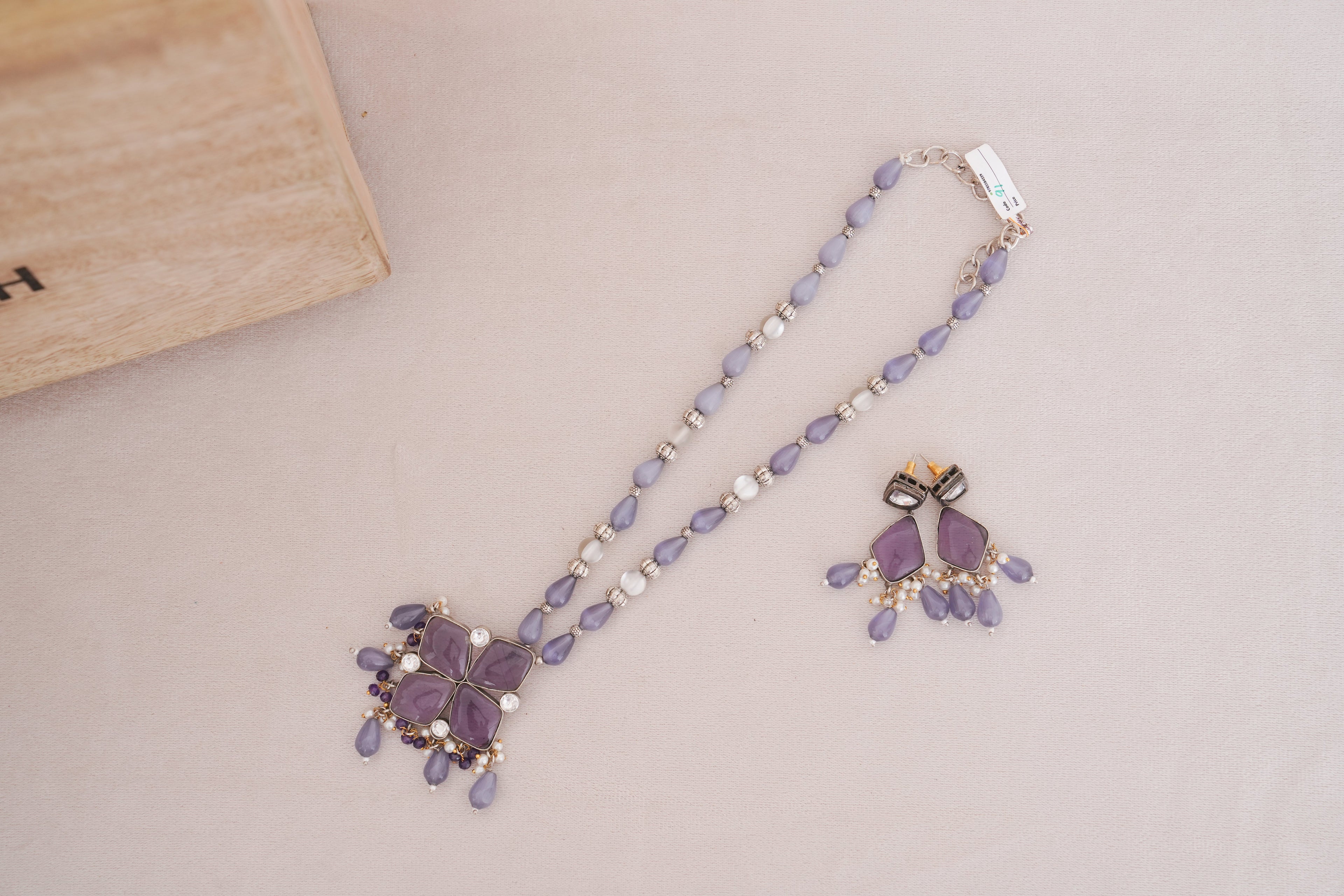 Designer Natural stone Beaded Pendant Necklace Set