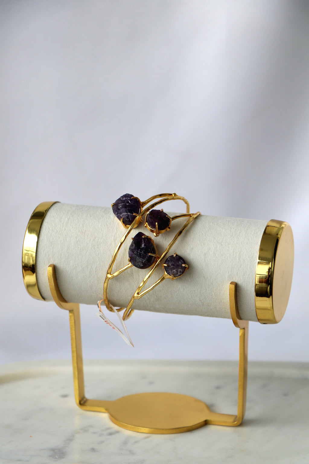 Raw Amethyst Branch Open Cuff Bracelet