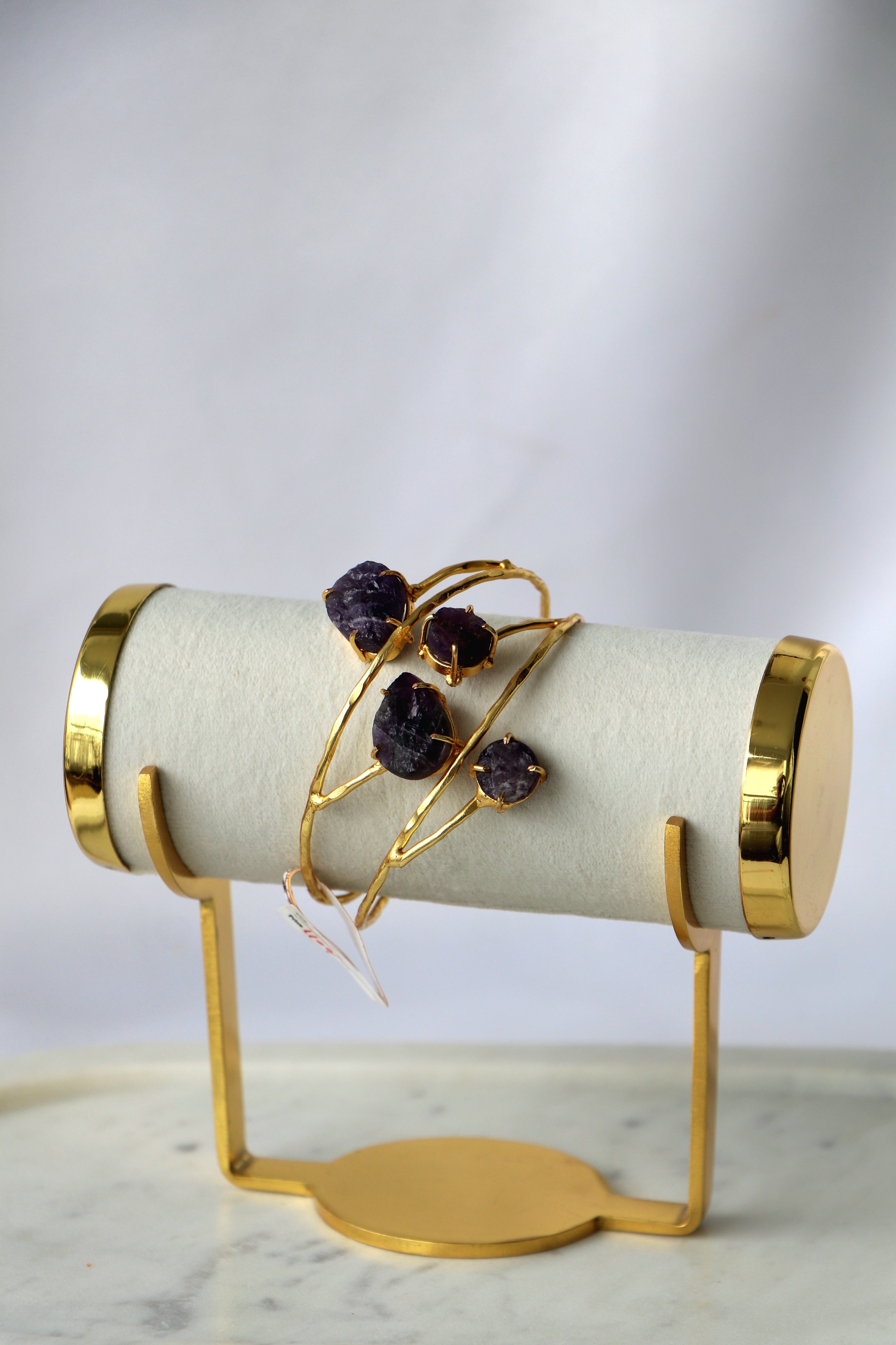 Raw Amethyst Branch Open Cuff Bracelet