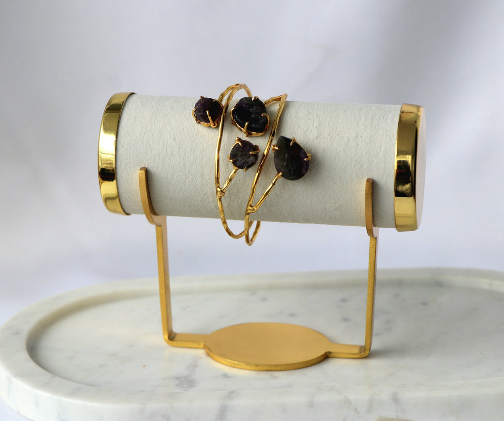 Raw Amethyst Branch Open Cuff Bracelet