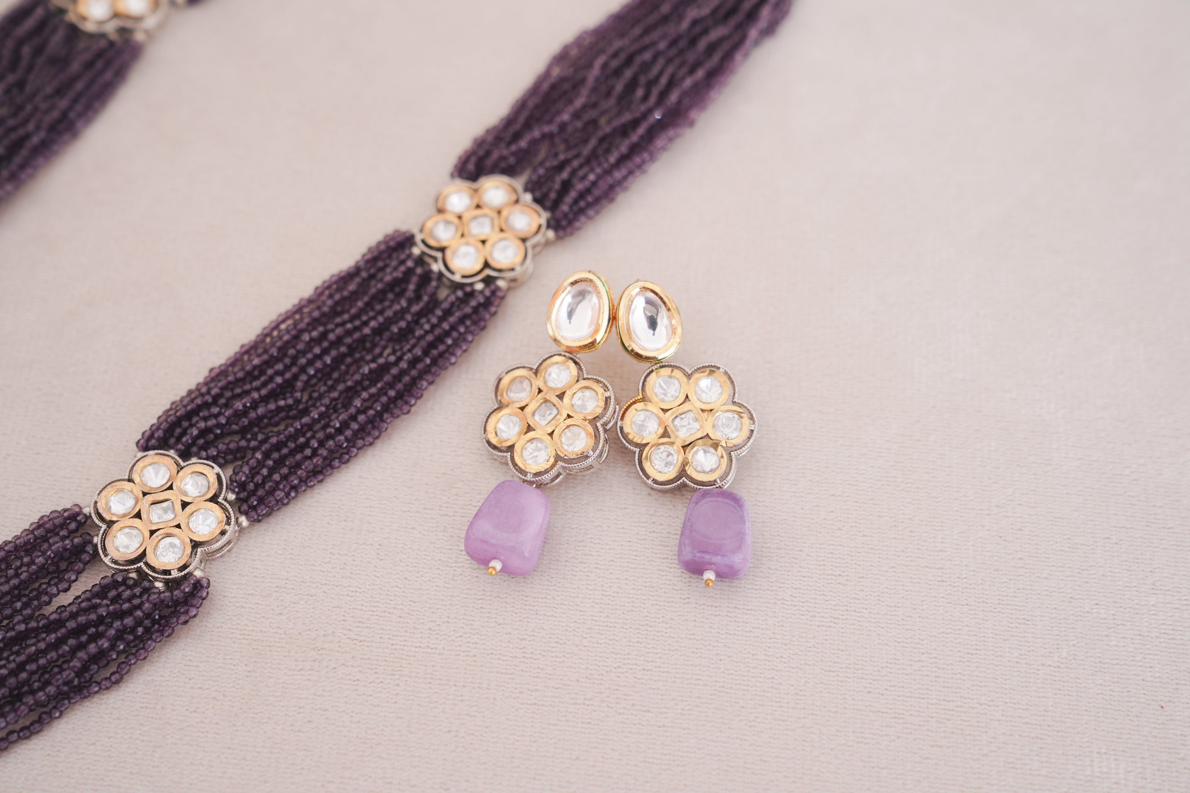 Kundan Multi Strand Necklace Set