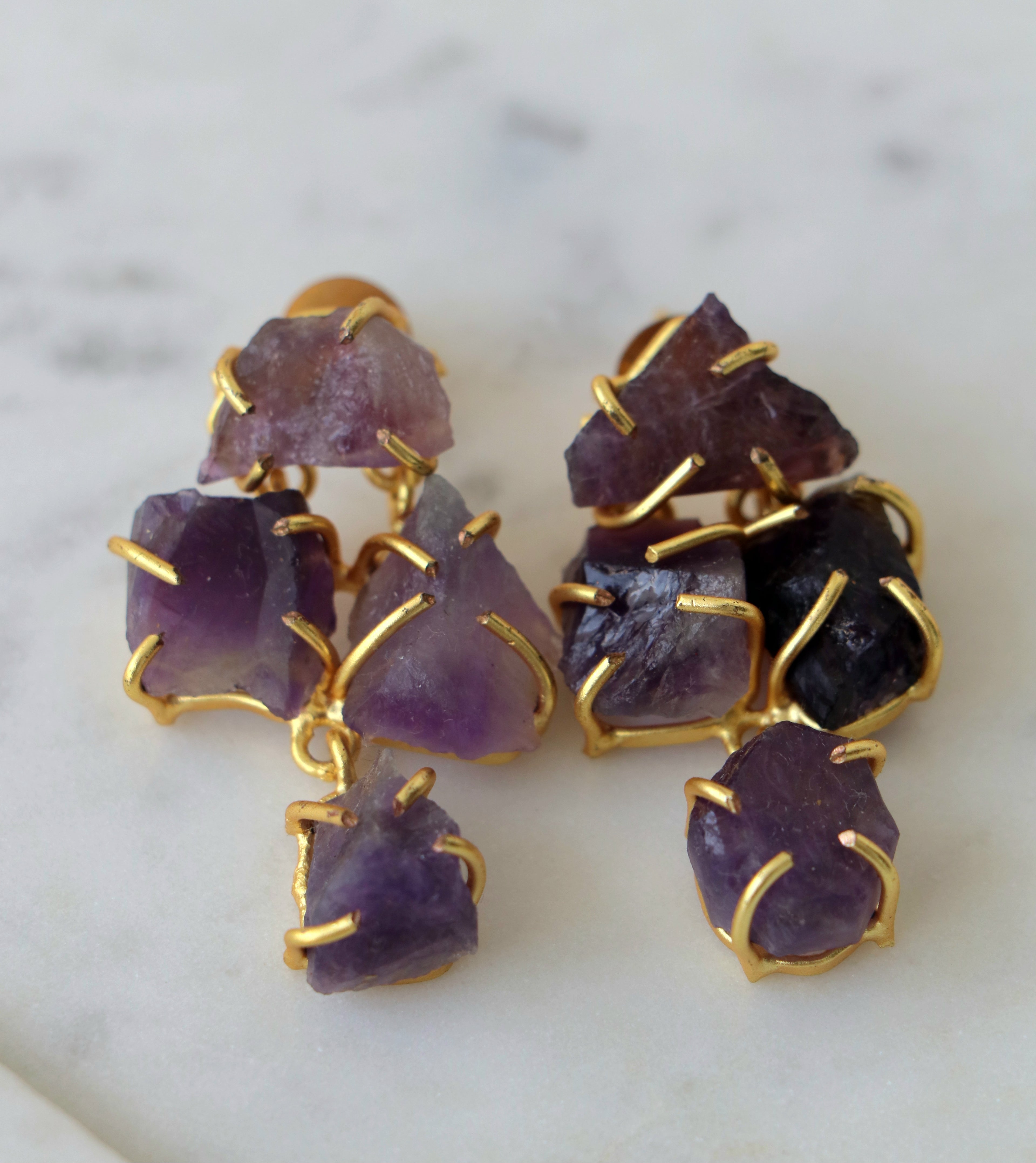 Amethyst Cascade 4 Stone Earrings