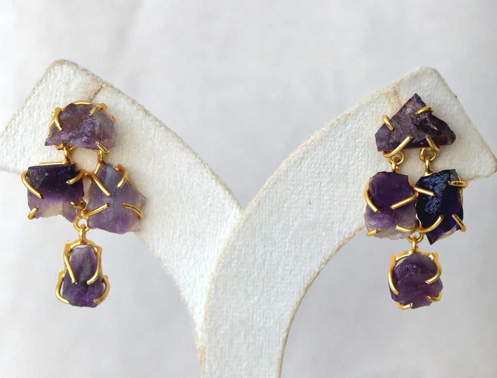 Amethyst Cascade 4 Stone Earrings
