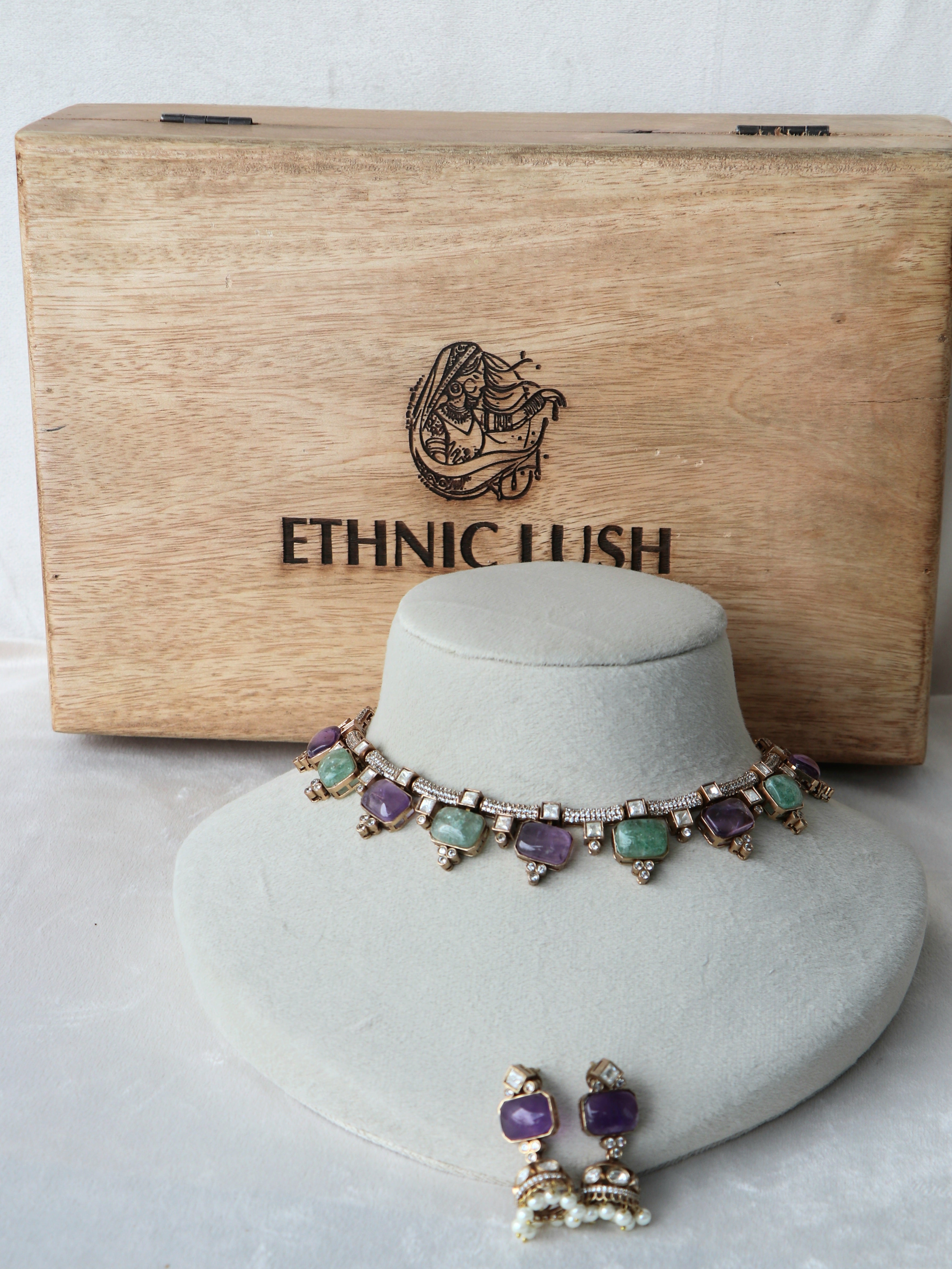 Amethyst Aventurine Stone Necklace Set