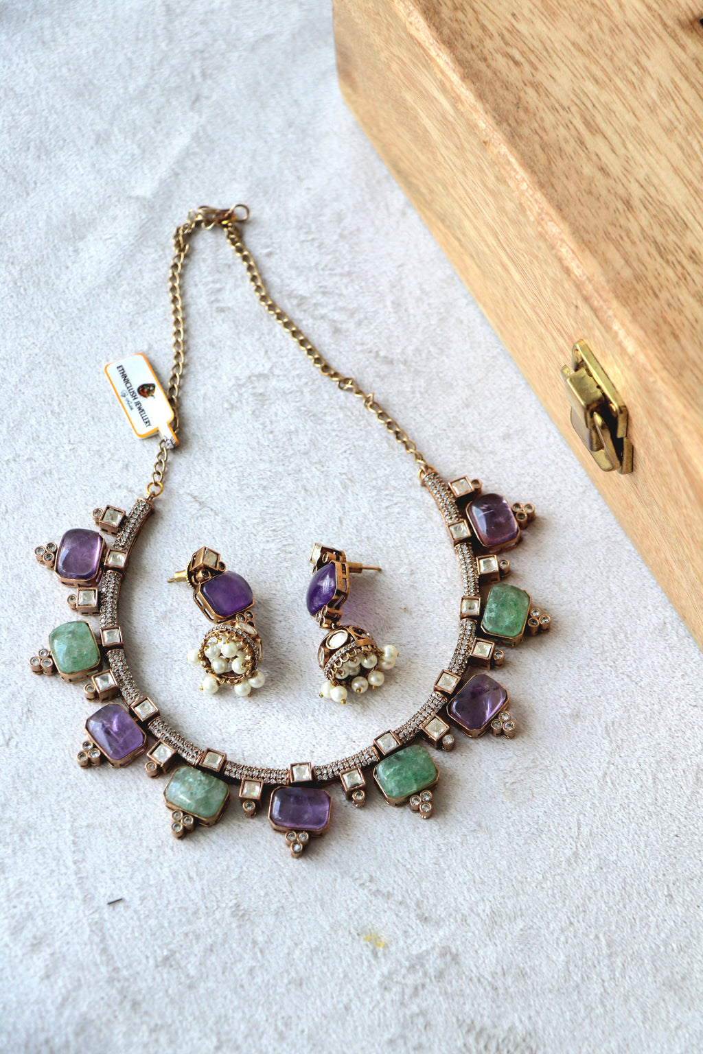 Amethyst Aventurine Stone Necklace Set