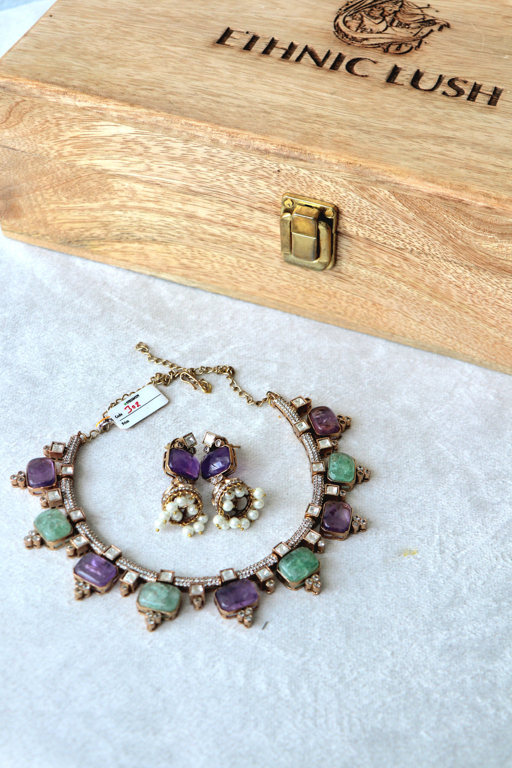Amethyst Aventurine Stone Necklace Set