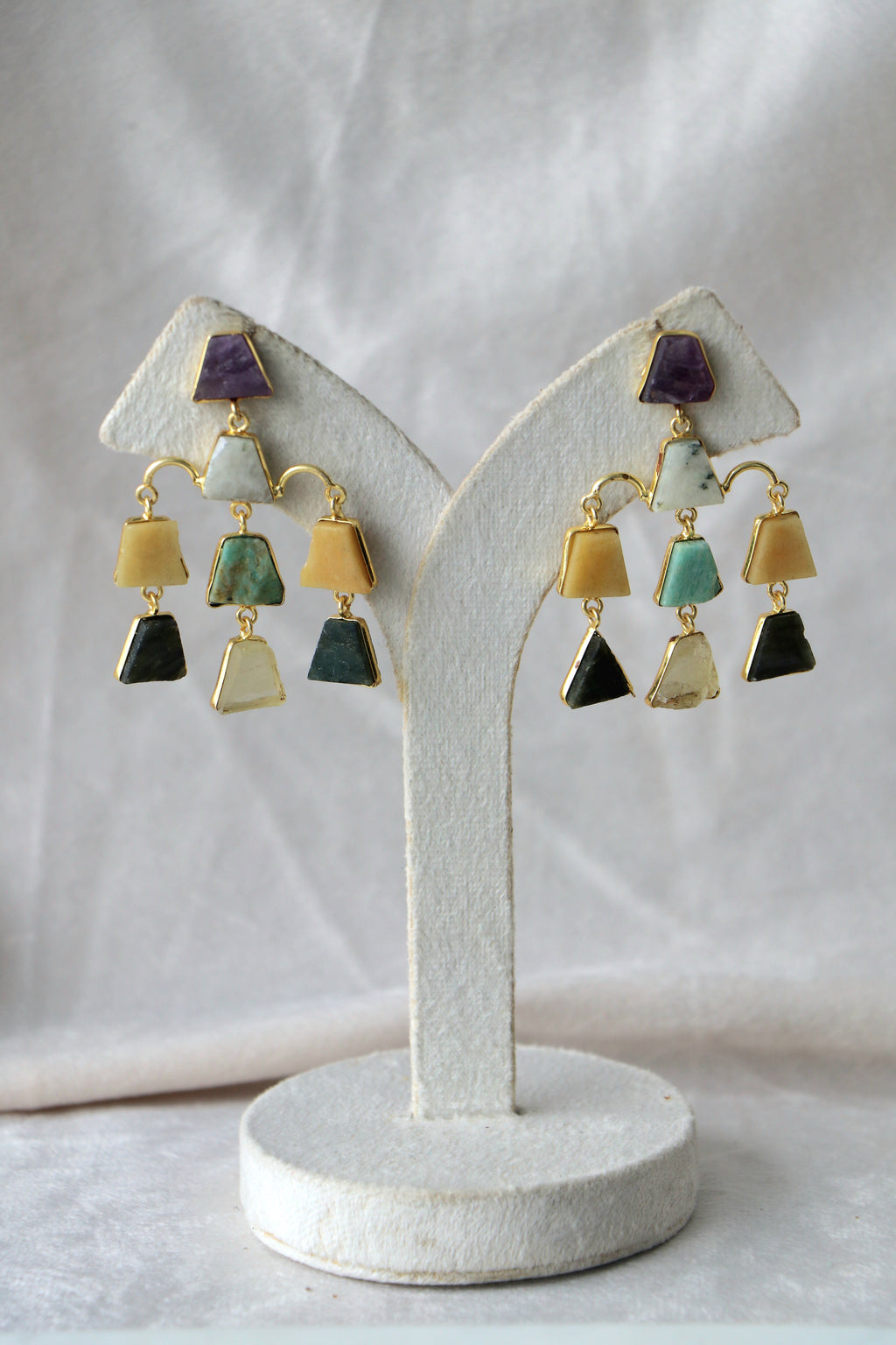 Amethyst Geometric Cascade Earrings