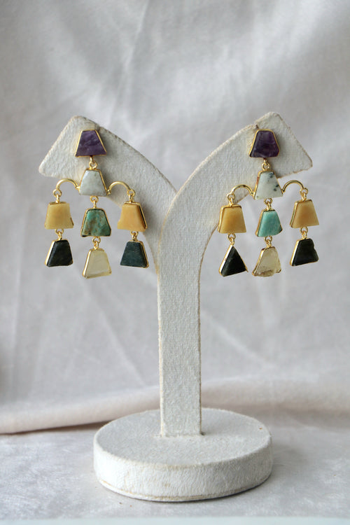 Amethyst Geometric Cascade Earrings