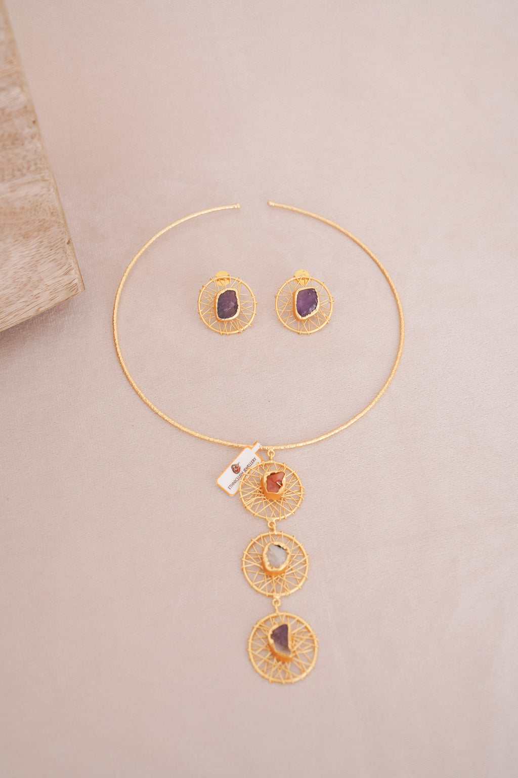 Celestial Web Multicolour Wire Brass Hasli Set