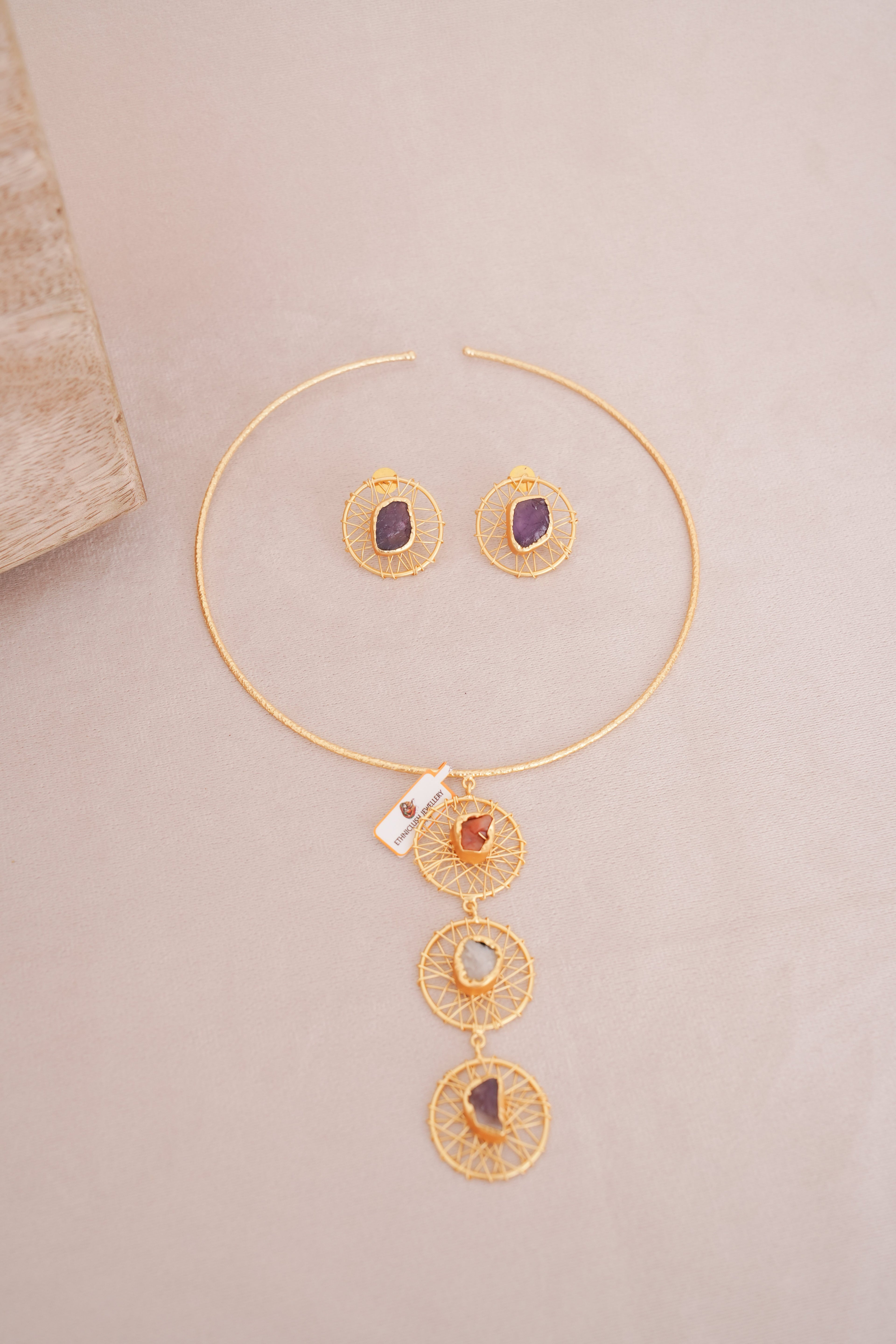 Celestial Web Multicolour Wire Brass Hasli Set