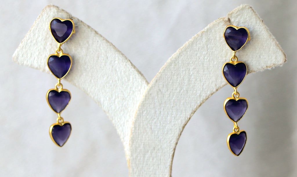 Heart Stone Cascade Earrings