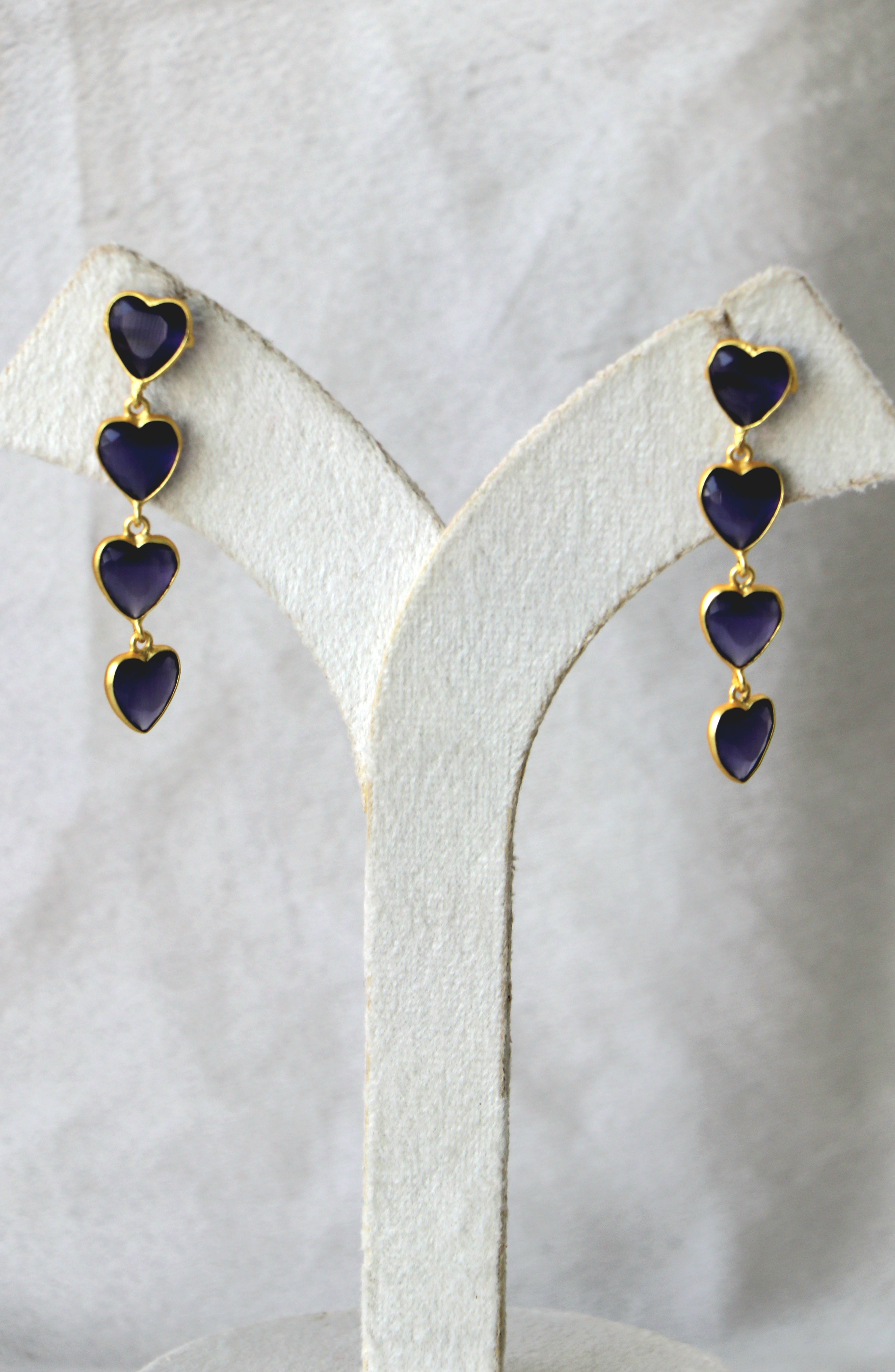 Heart Stone Cascade Earrings