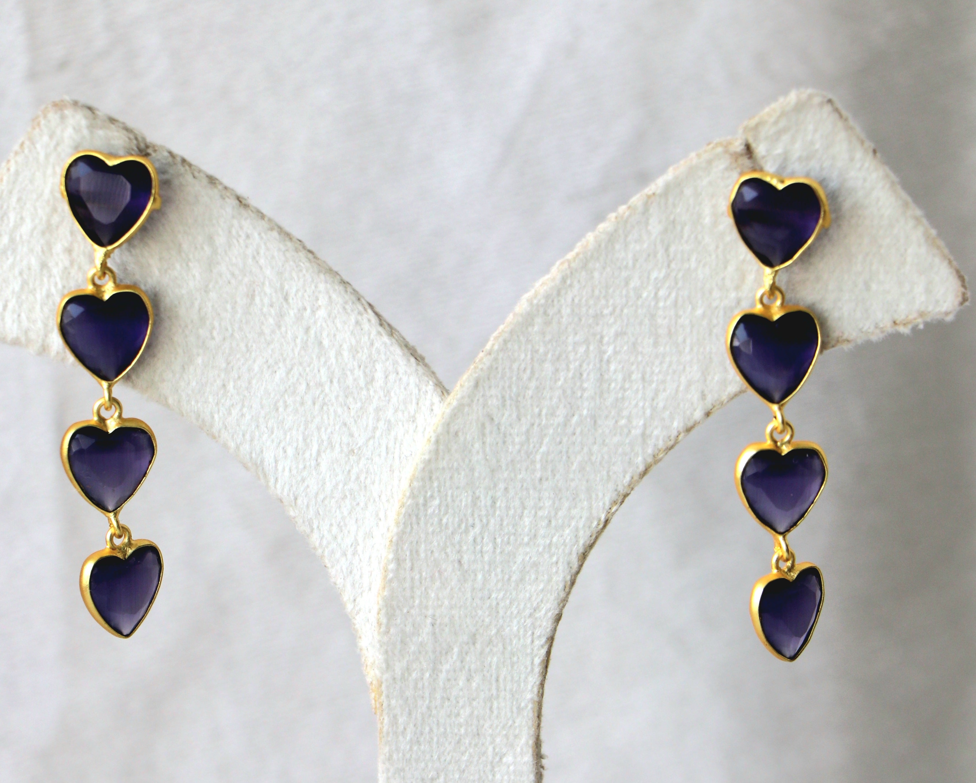 Heart Stone Cascade Earrings