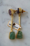 Amethyst  Jade Dangle Earrings