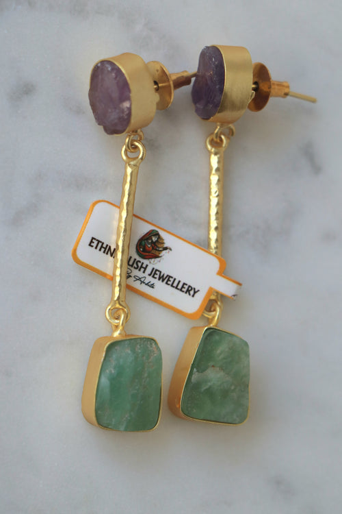 Amethyst  Jade Dangle Earrings