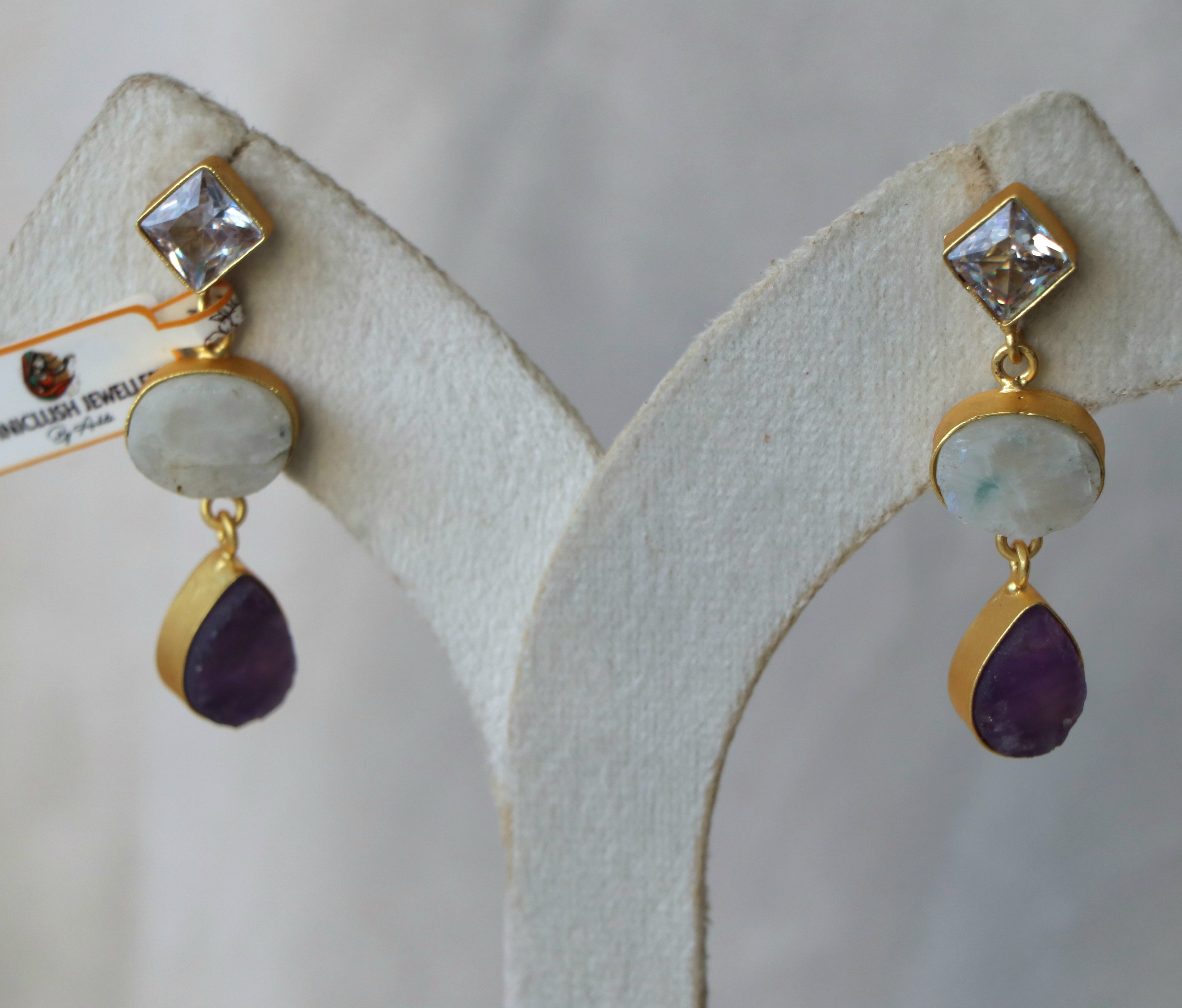 Amethyst Moonstone Trio Earrings