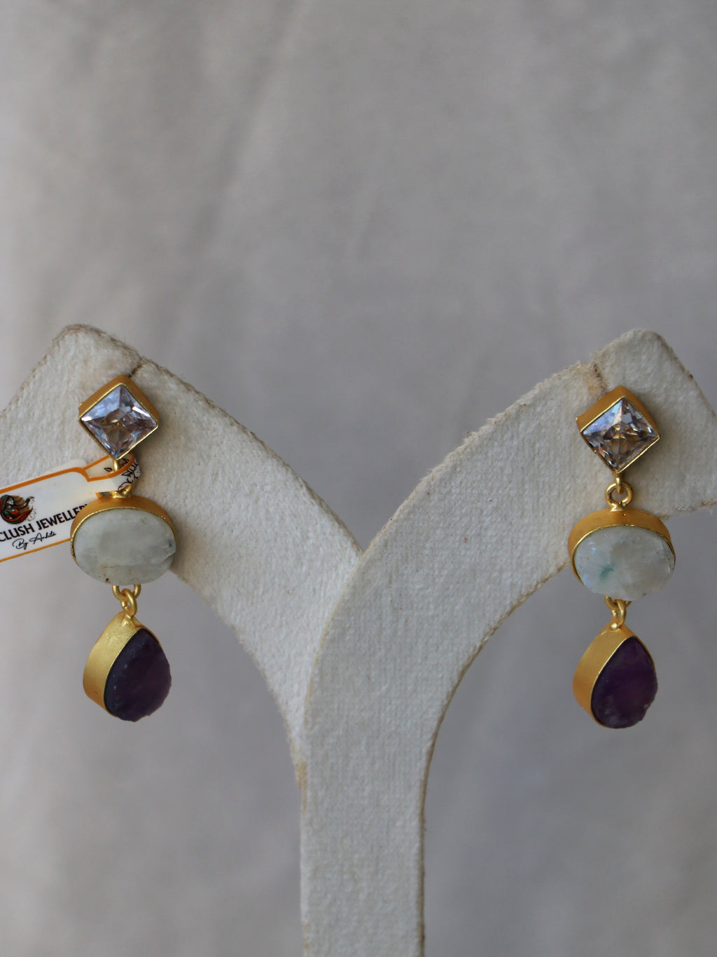 Amethyst Moonstone Trio Earrings