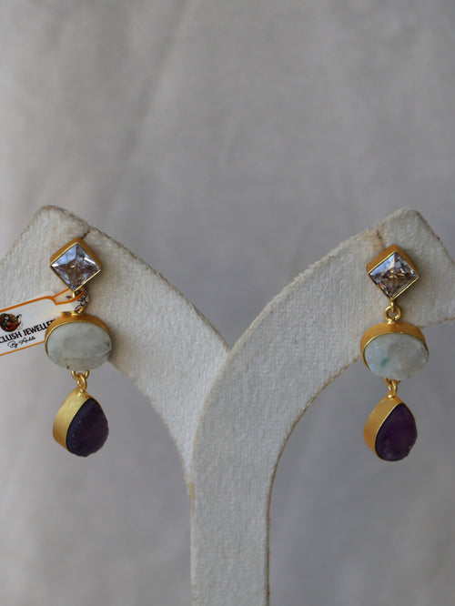 Amethyst Moonstone Trio Earrings