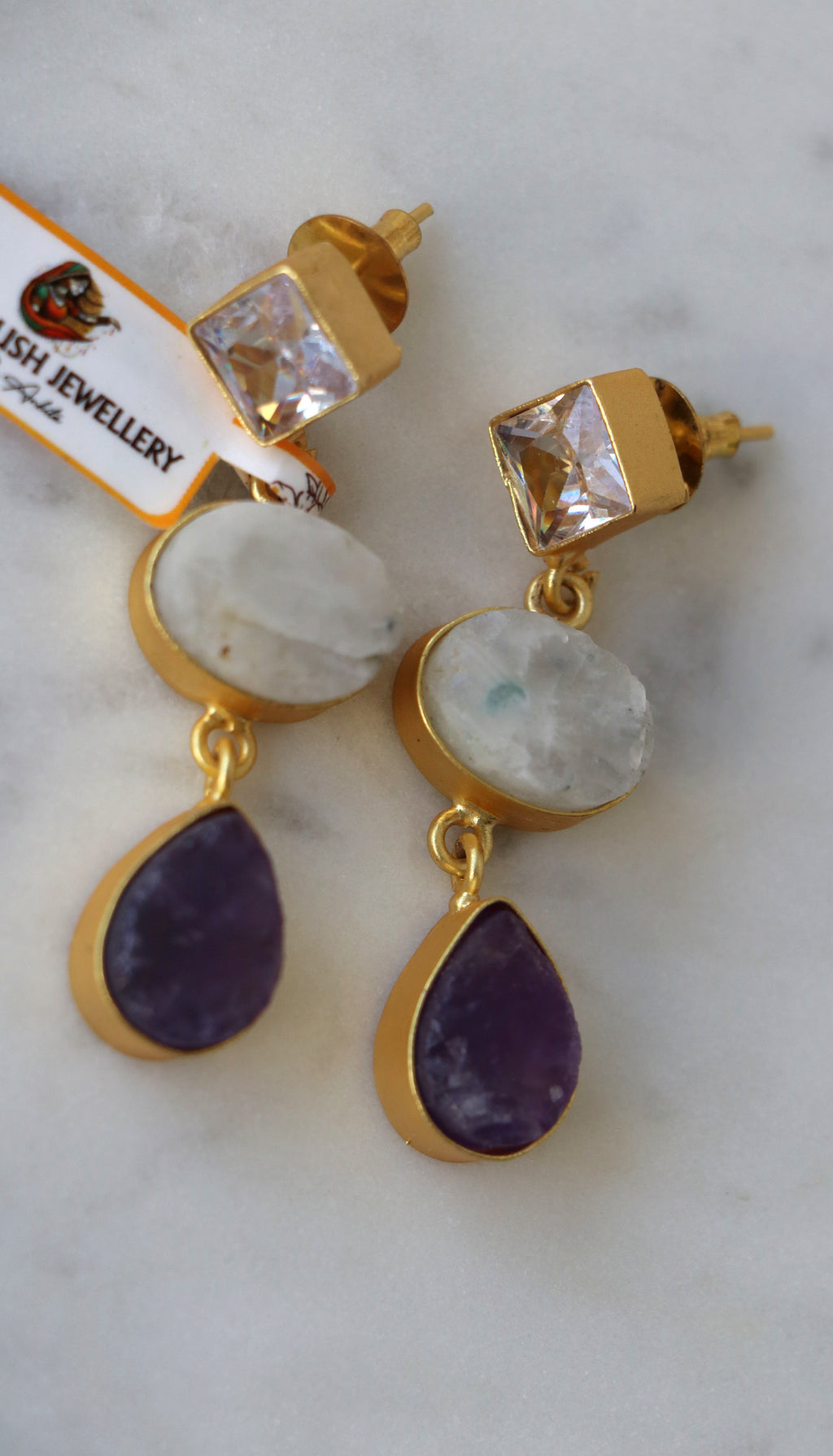 Amethyst Moonstone Trio Earrings