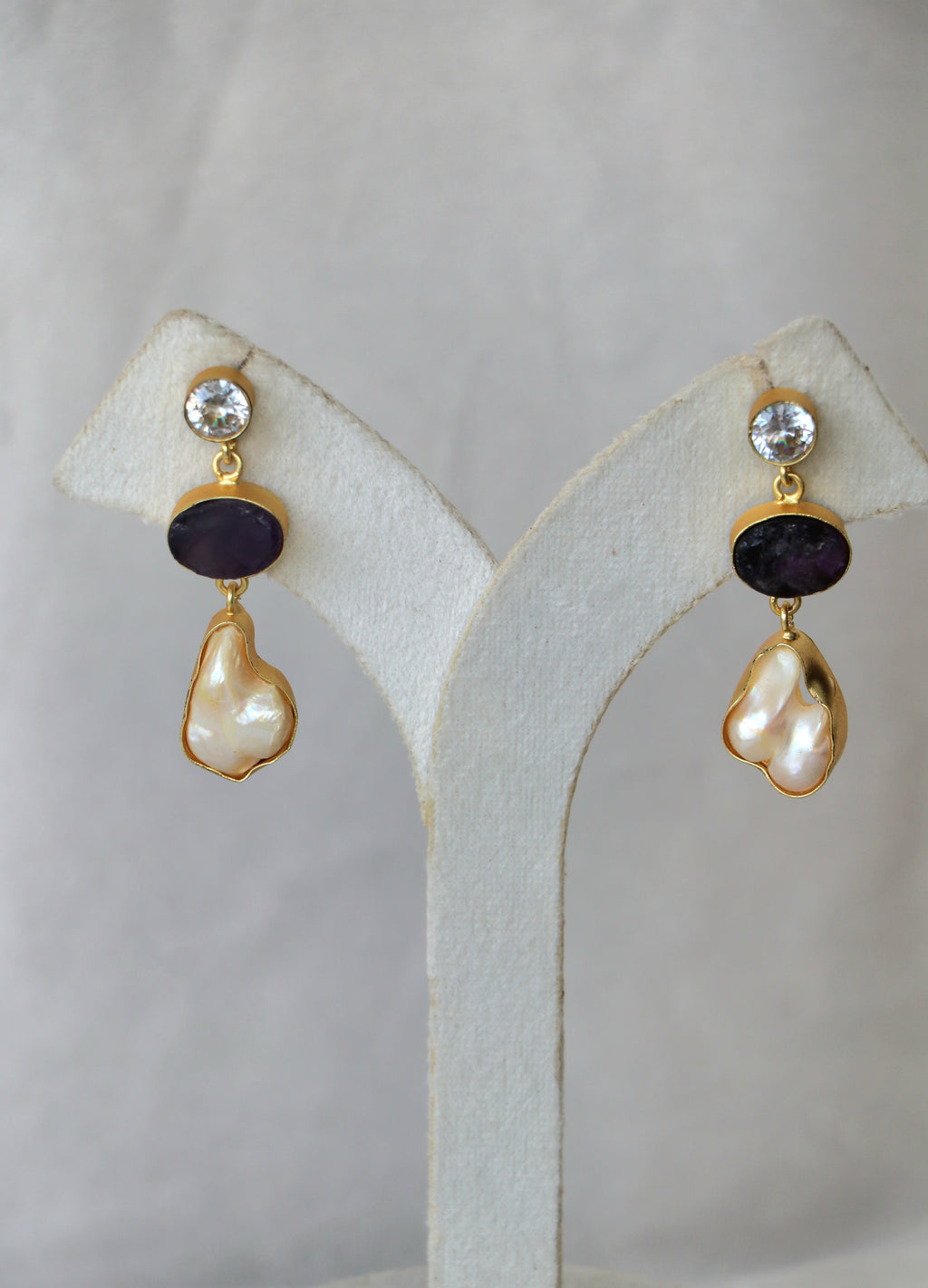 Amethyst Pearl Cascade Earrings