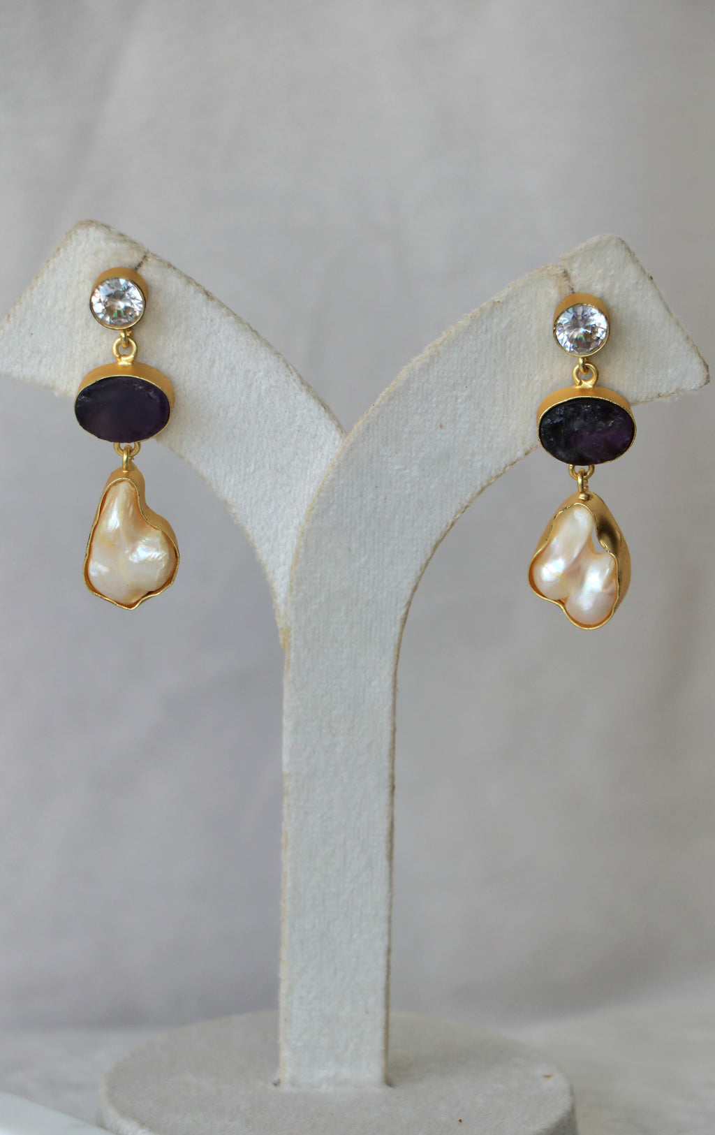 Amethyst Pearl Cascade Earrings