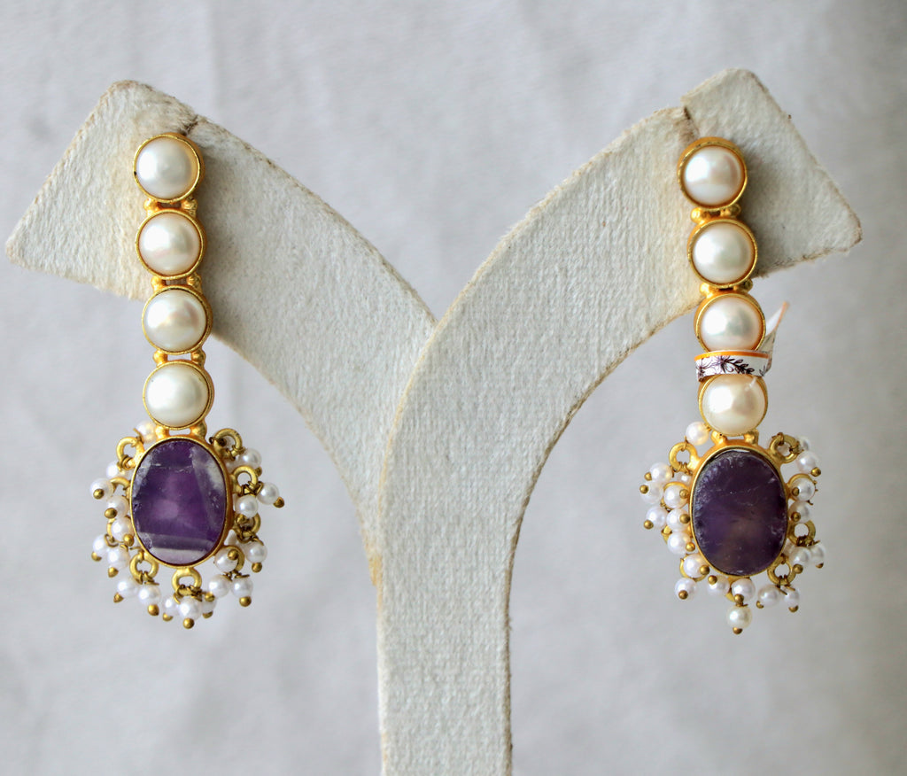 Pearl Cascade Stone Earrings