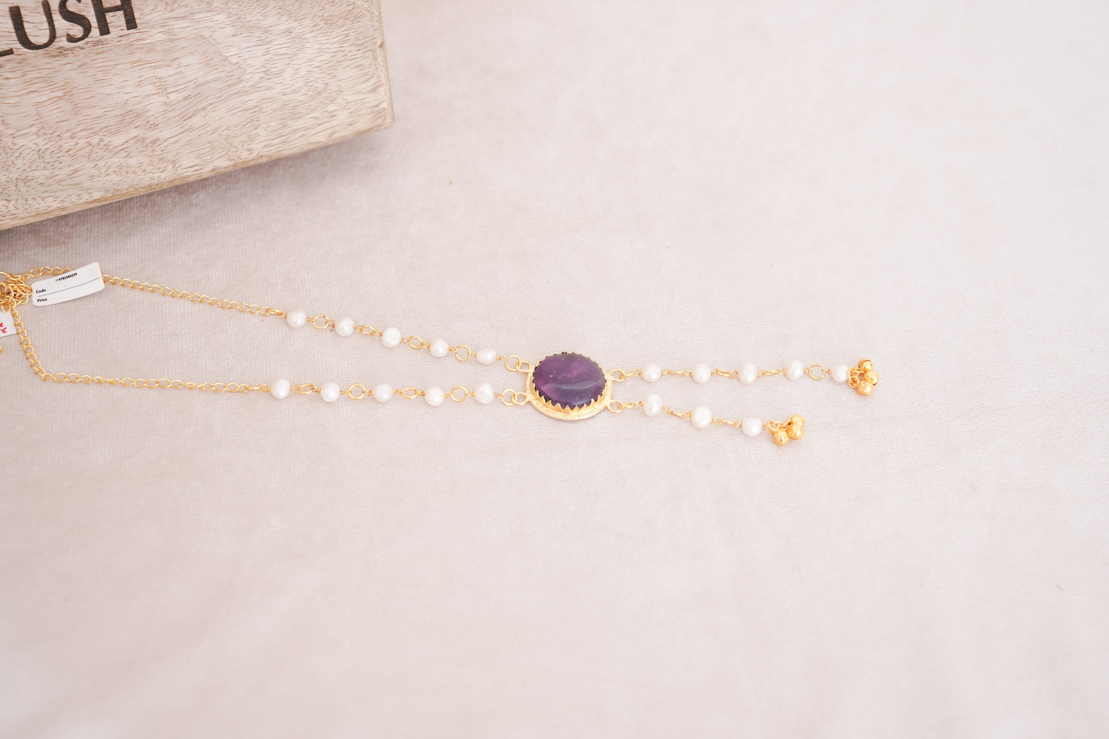 Amethyst Pearl Lariat Necklace