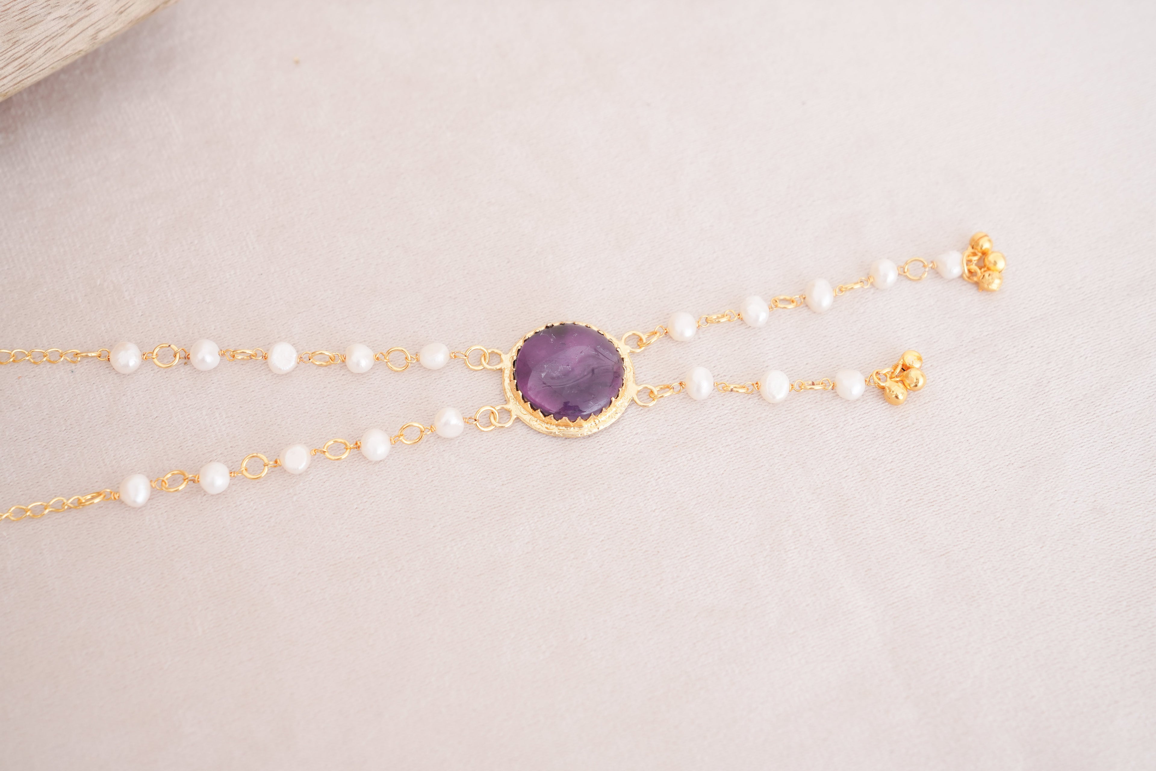 Amethyst Pearl Lariat Necklace