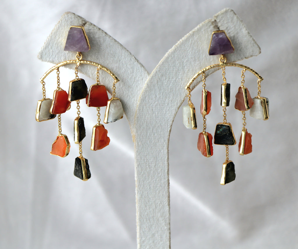Amethyst Radiance Geometric Earrings