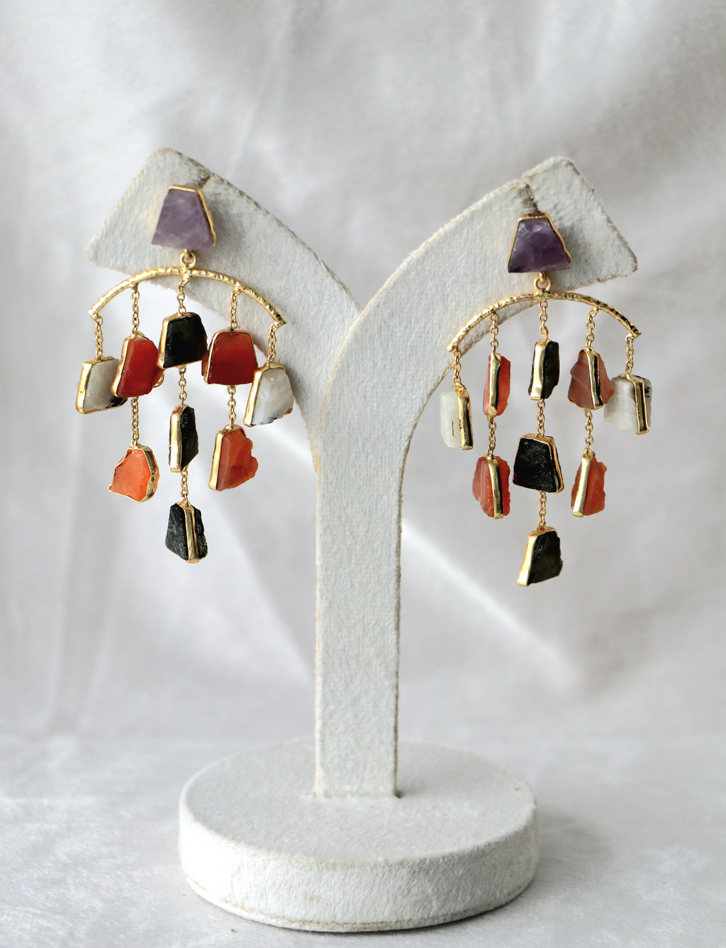 Amethyst Radiance Geometric Earrings