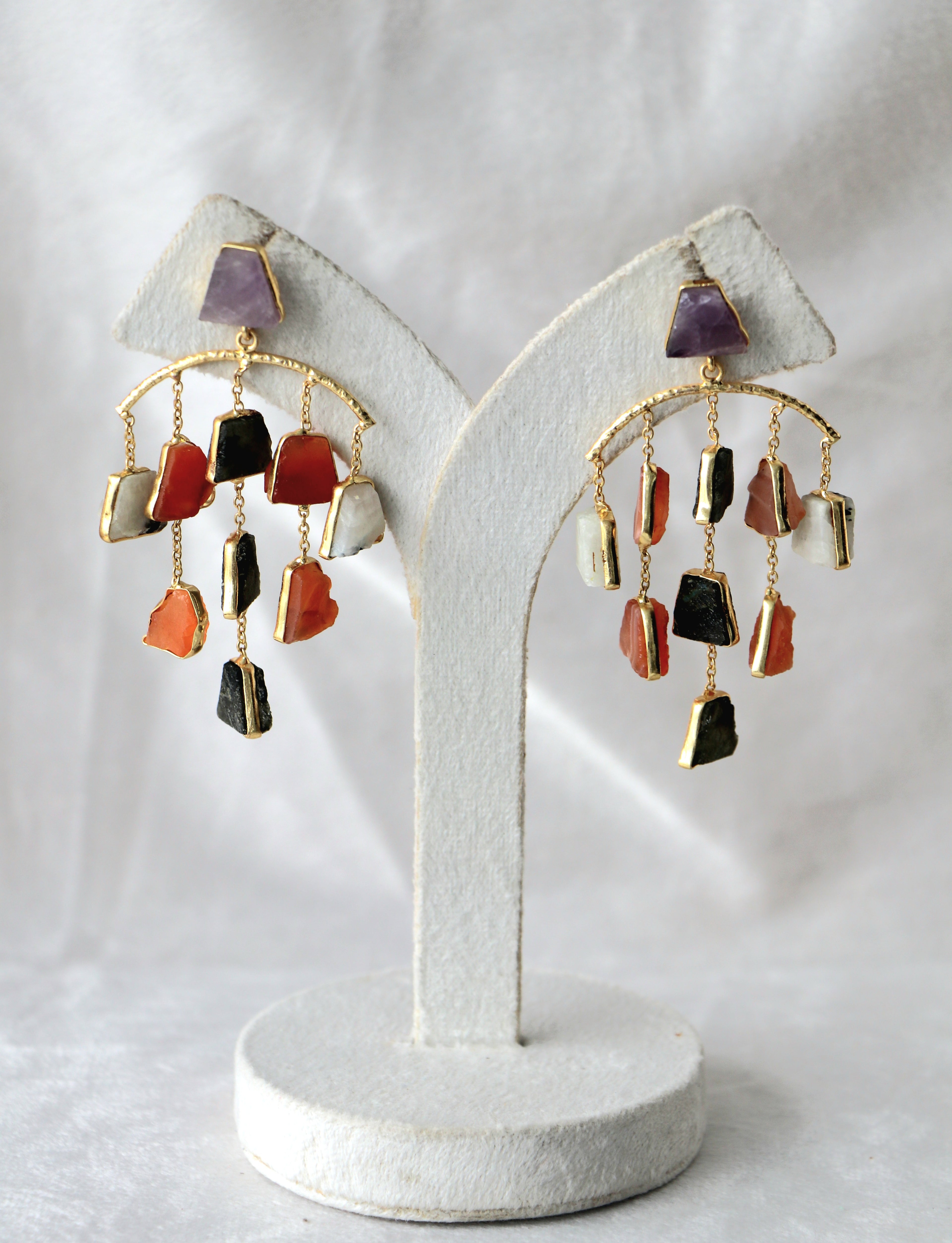 Amethyst Radiance Geometric Earrings