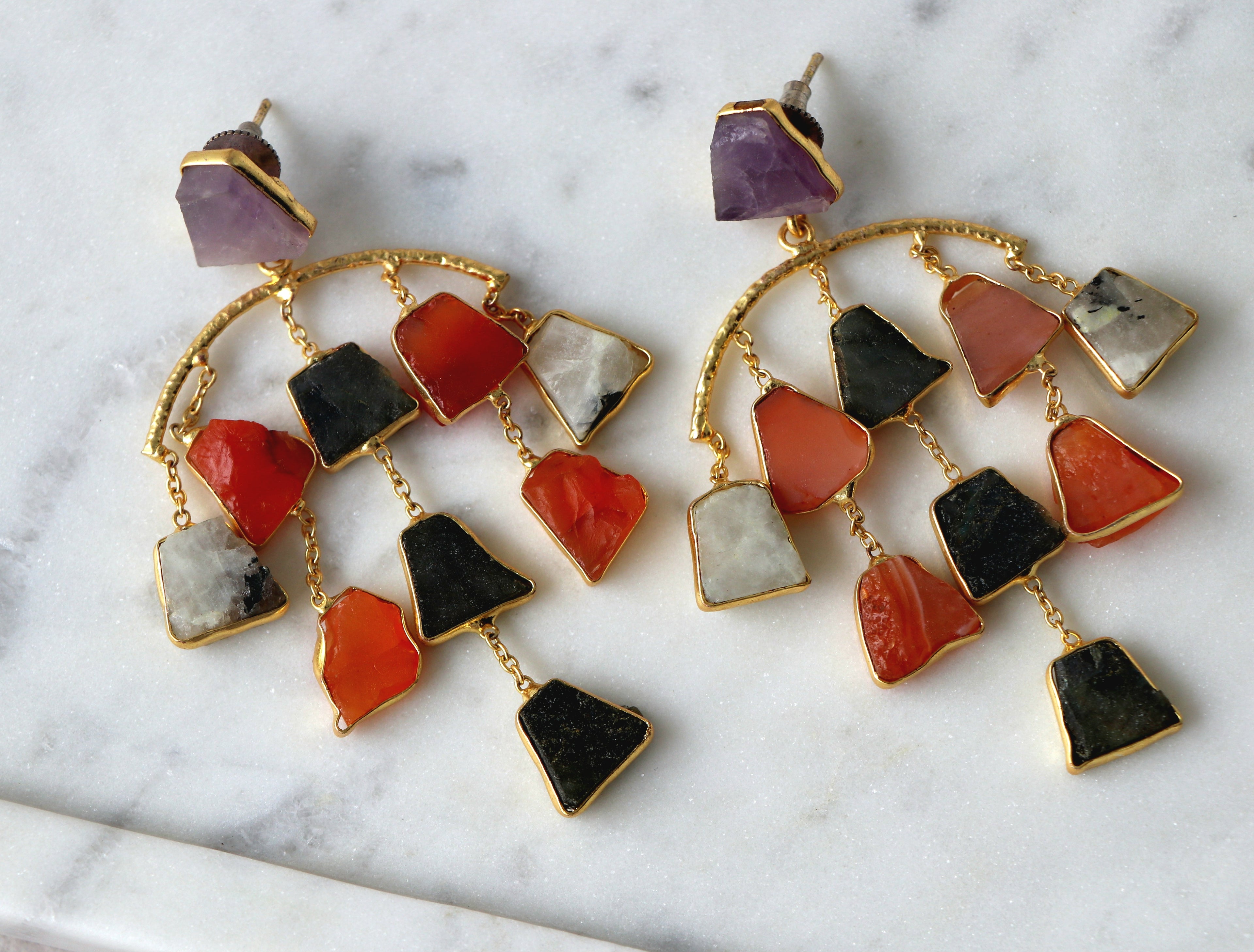 Amethyst Radiance Geometric Earrings