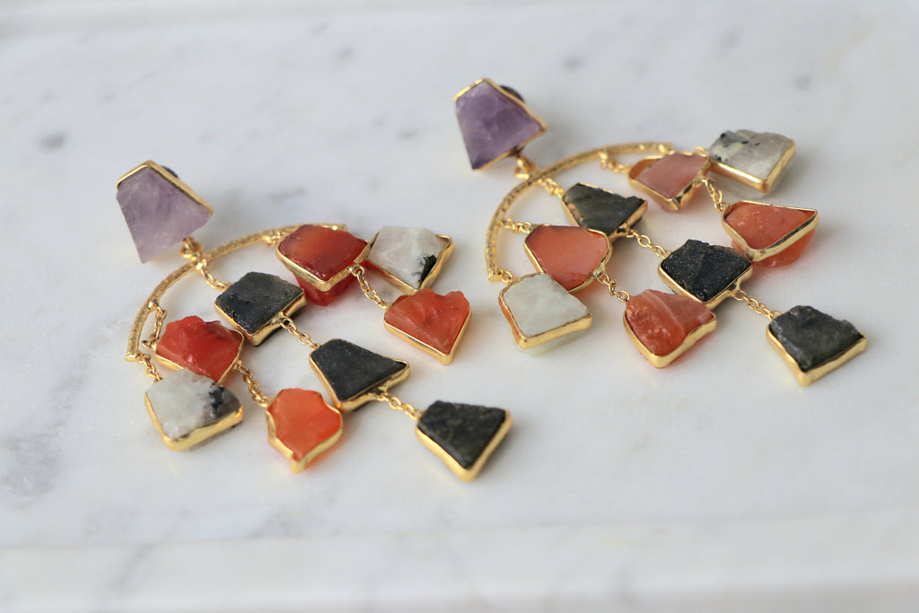 Amethyst Radiance Geometric Earrings