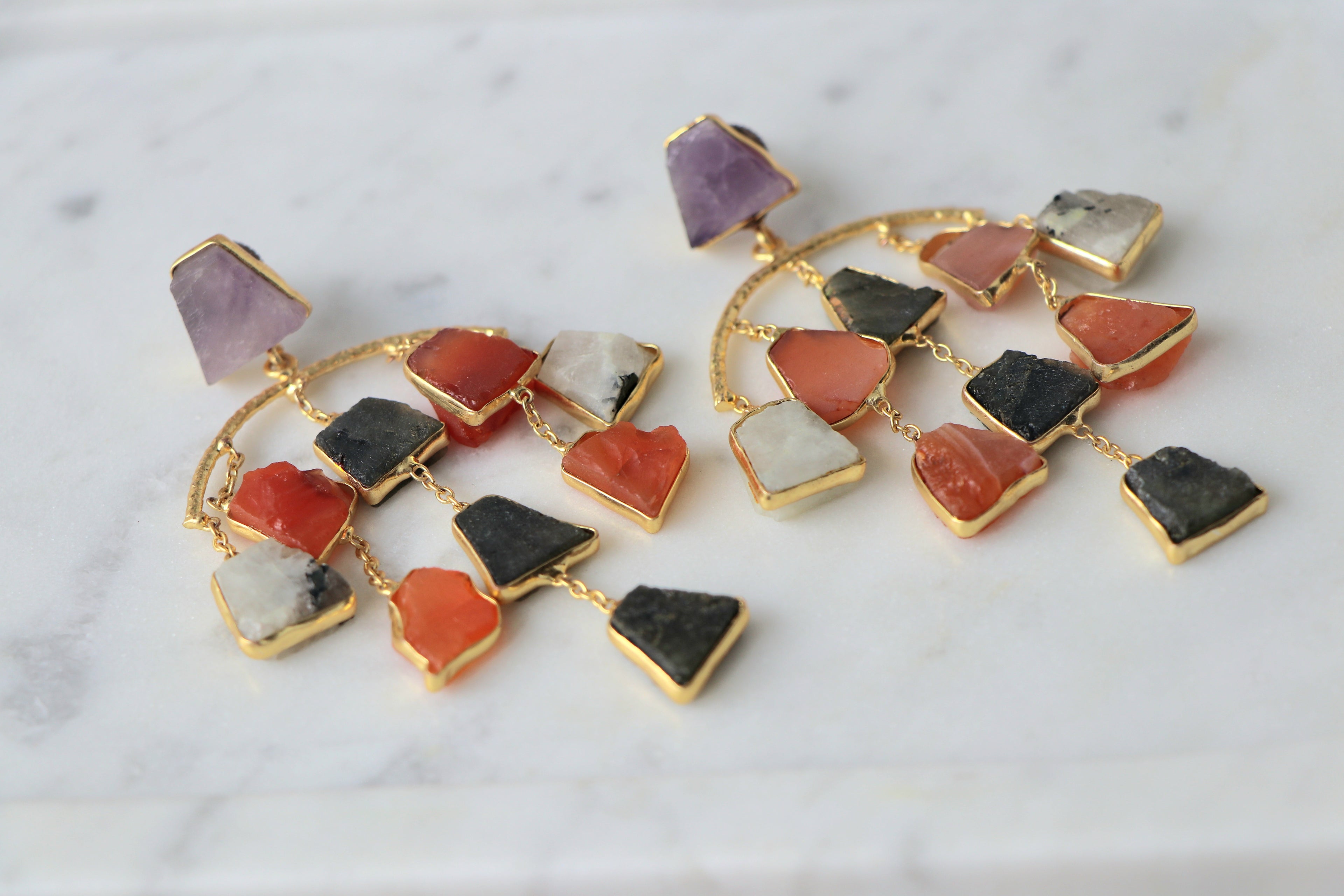 Amethyst Radiance Geometric Earrings