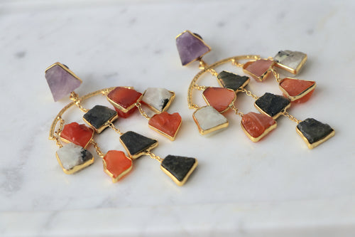 Amethyst Radiance Geometric Earrings