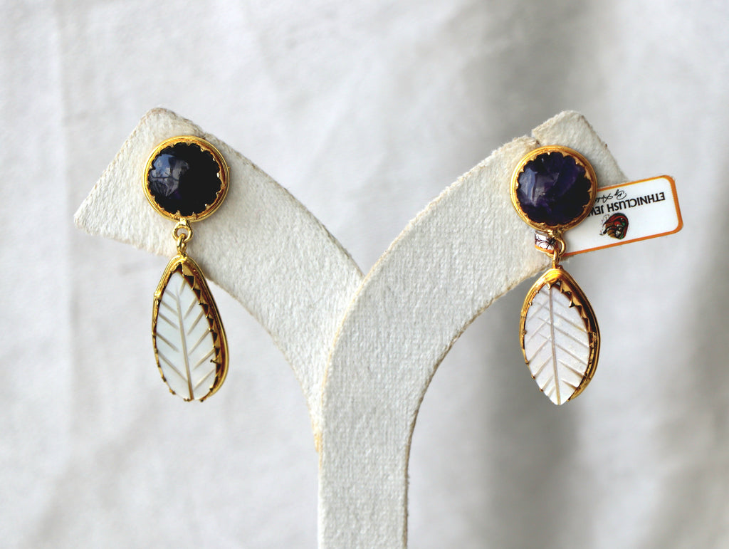 Amethyst Reverie Leaf Earrings