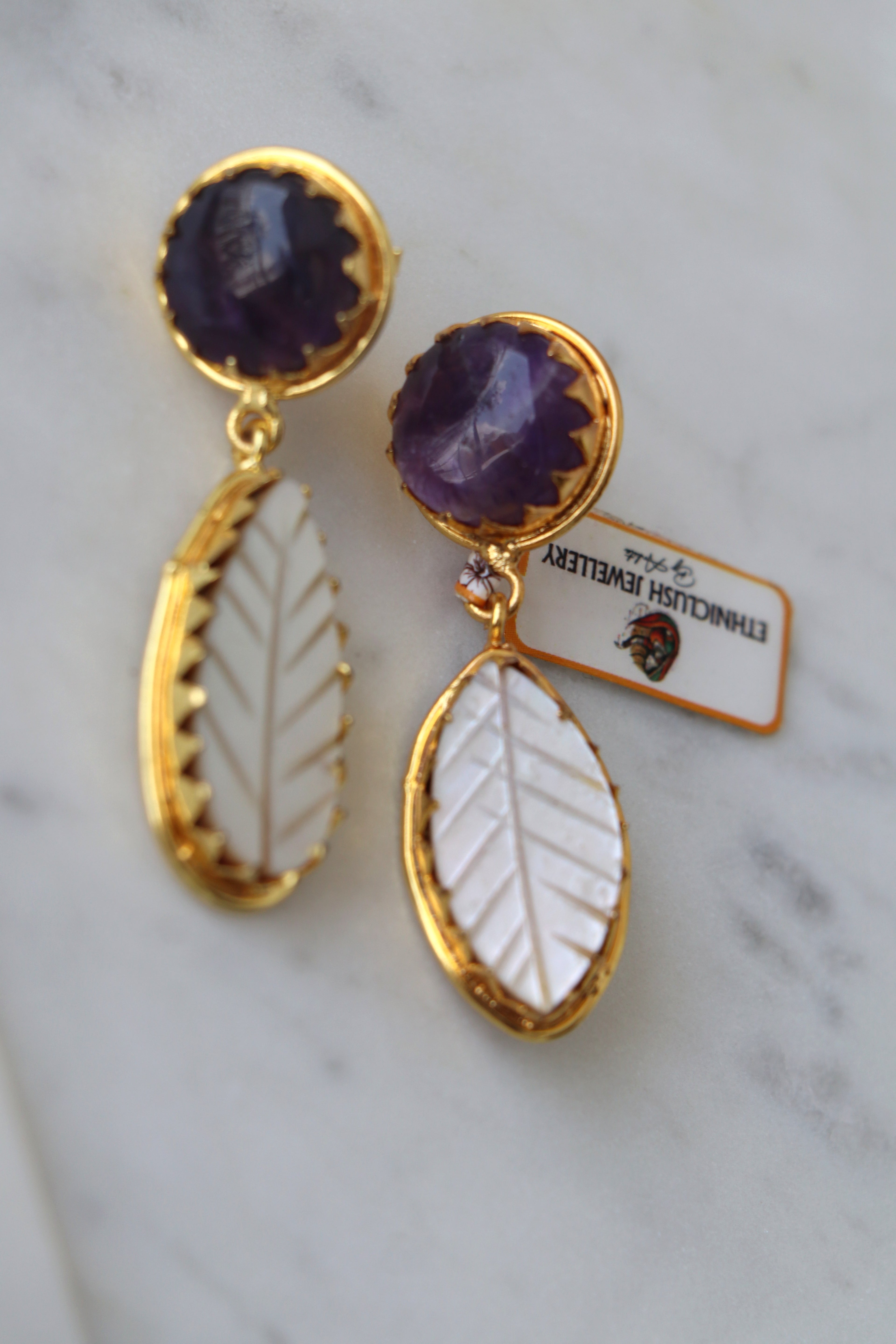 Amethyst Reverie Leaf Earrings