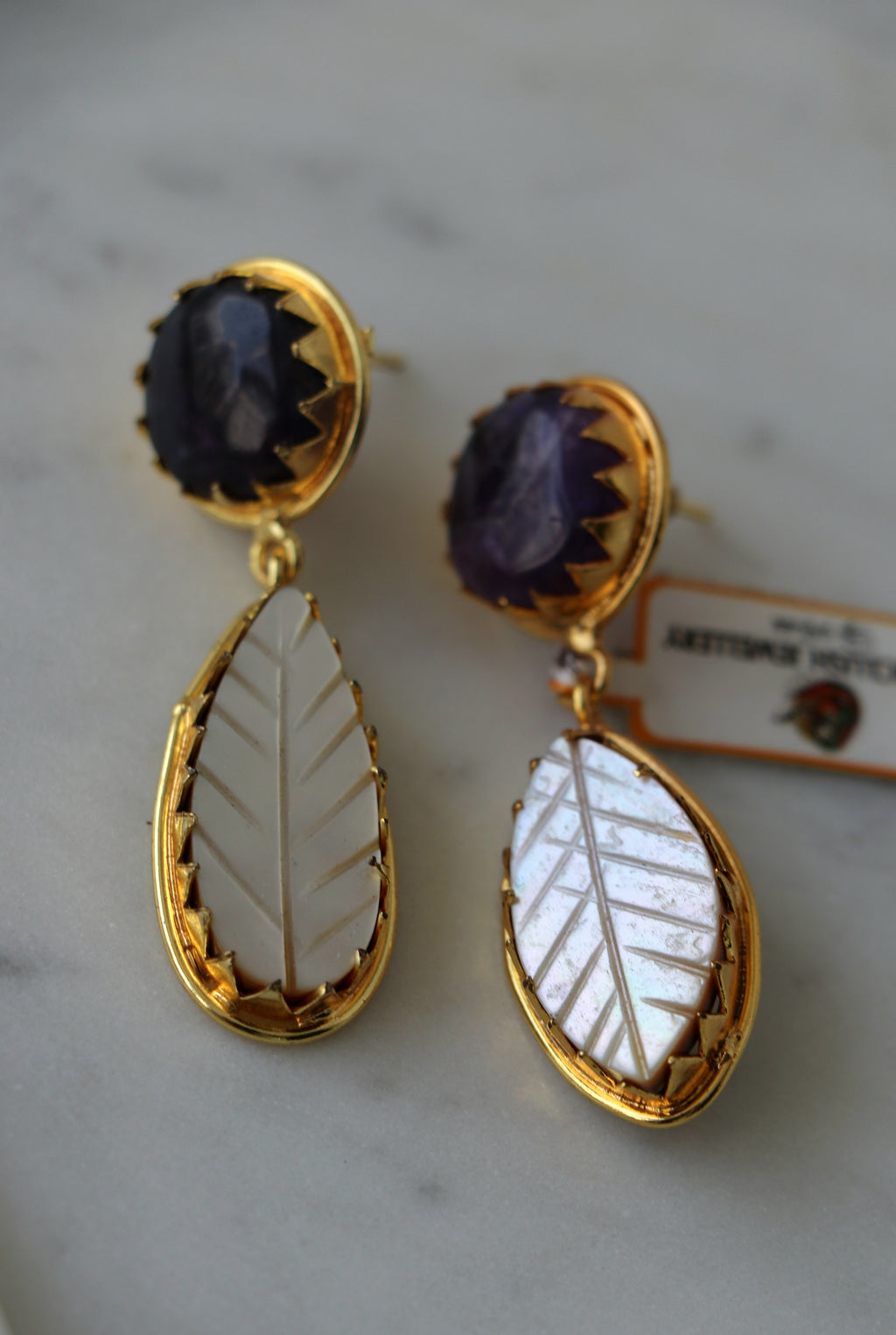 Amethyst Reverie Leaf Earrings