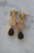 Amethyst Rose Quartz Cascade Earrings