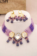 Amethyst  Rose Quartz Geometric Choker Set