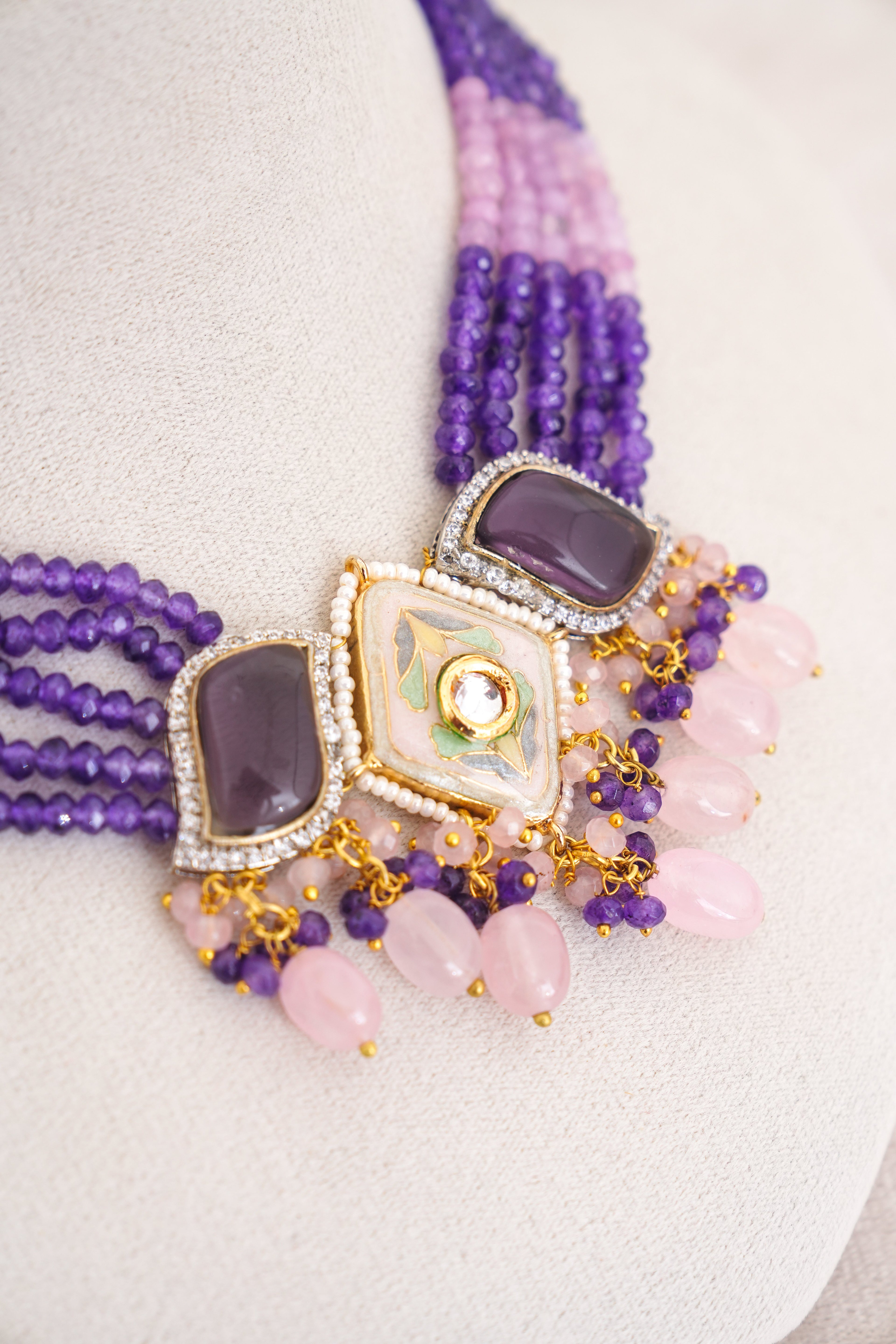 Amethyst  Rose Quartz Regal Set