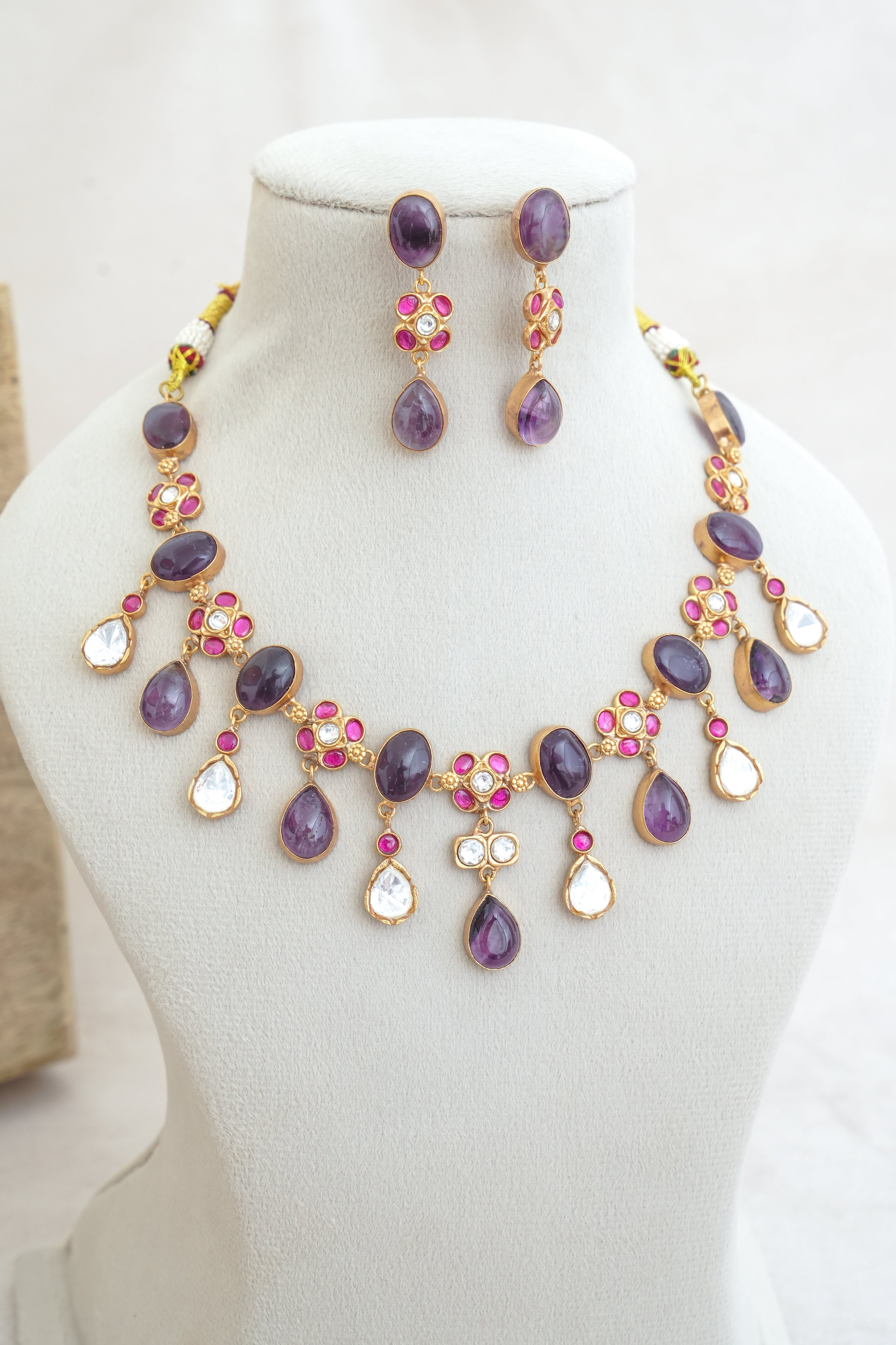 Amethyst  Ruby Cascade Necklace Set